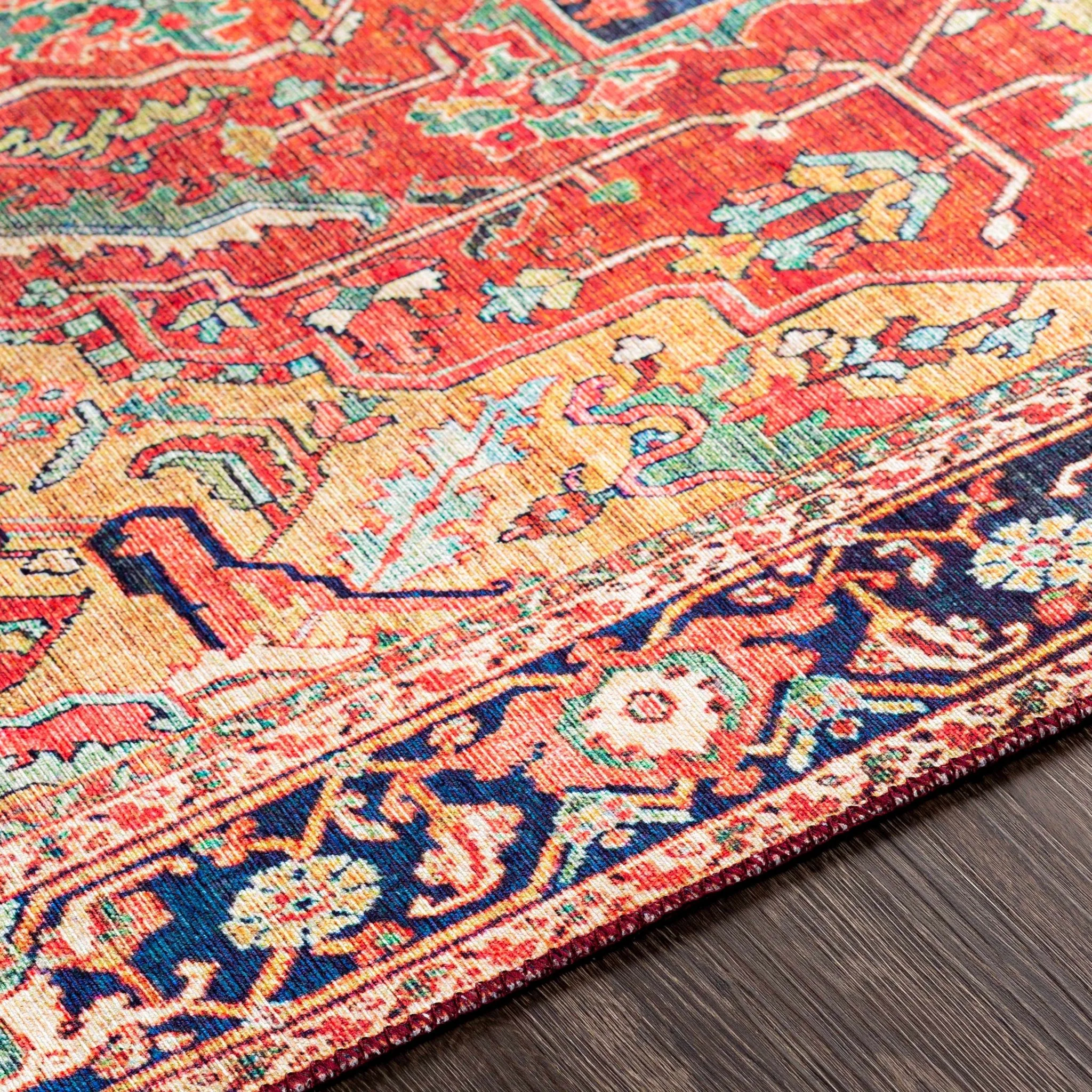 Whittingham Rust And Blue Traditional Heriz Design Area Rug - Image 6