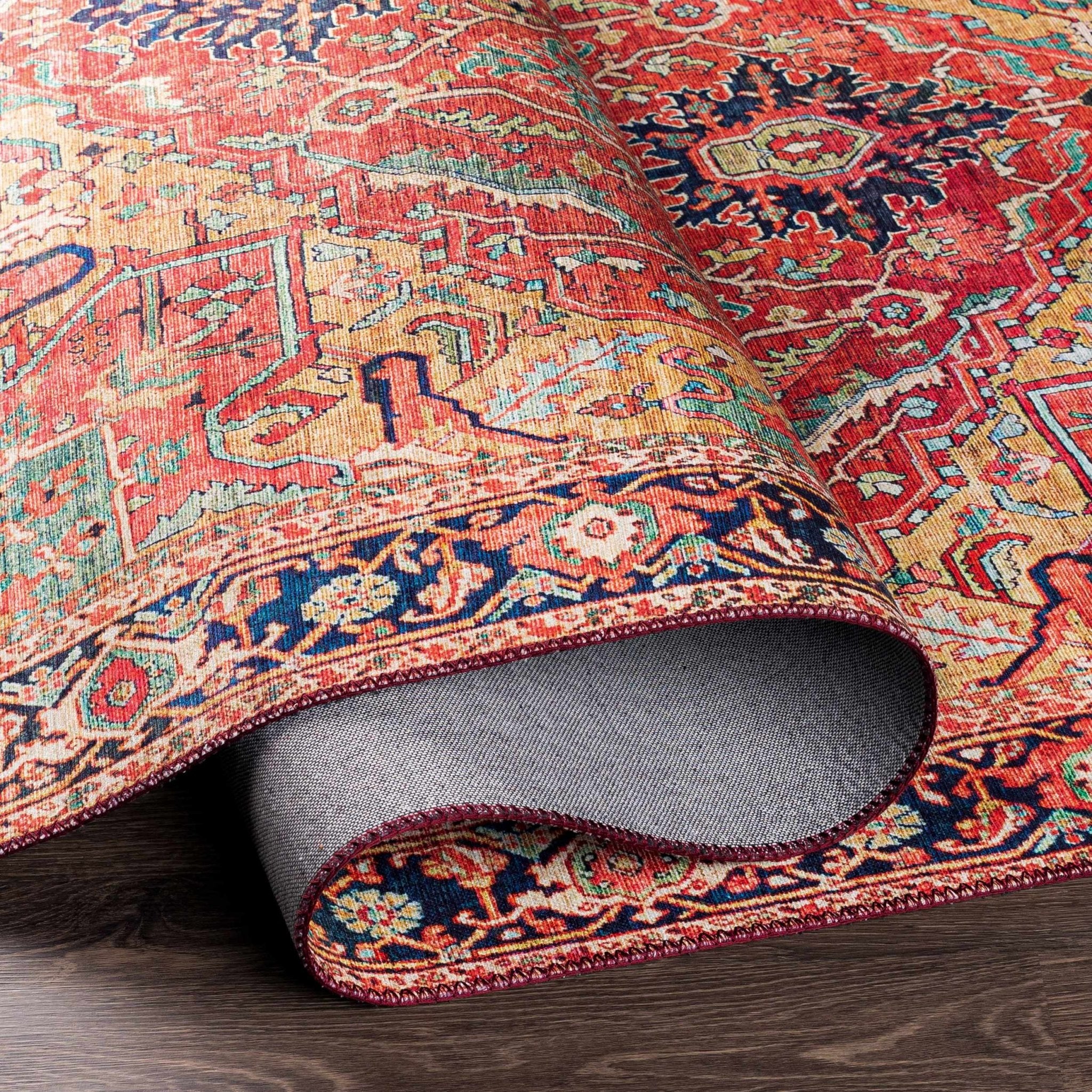 Whittingham Rust And Blue Traditional Heriz Design Area Rug - Image 7