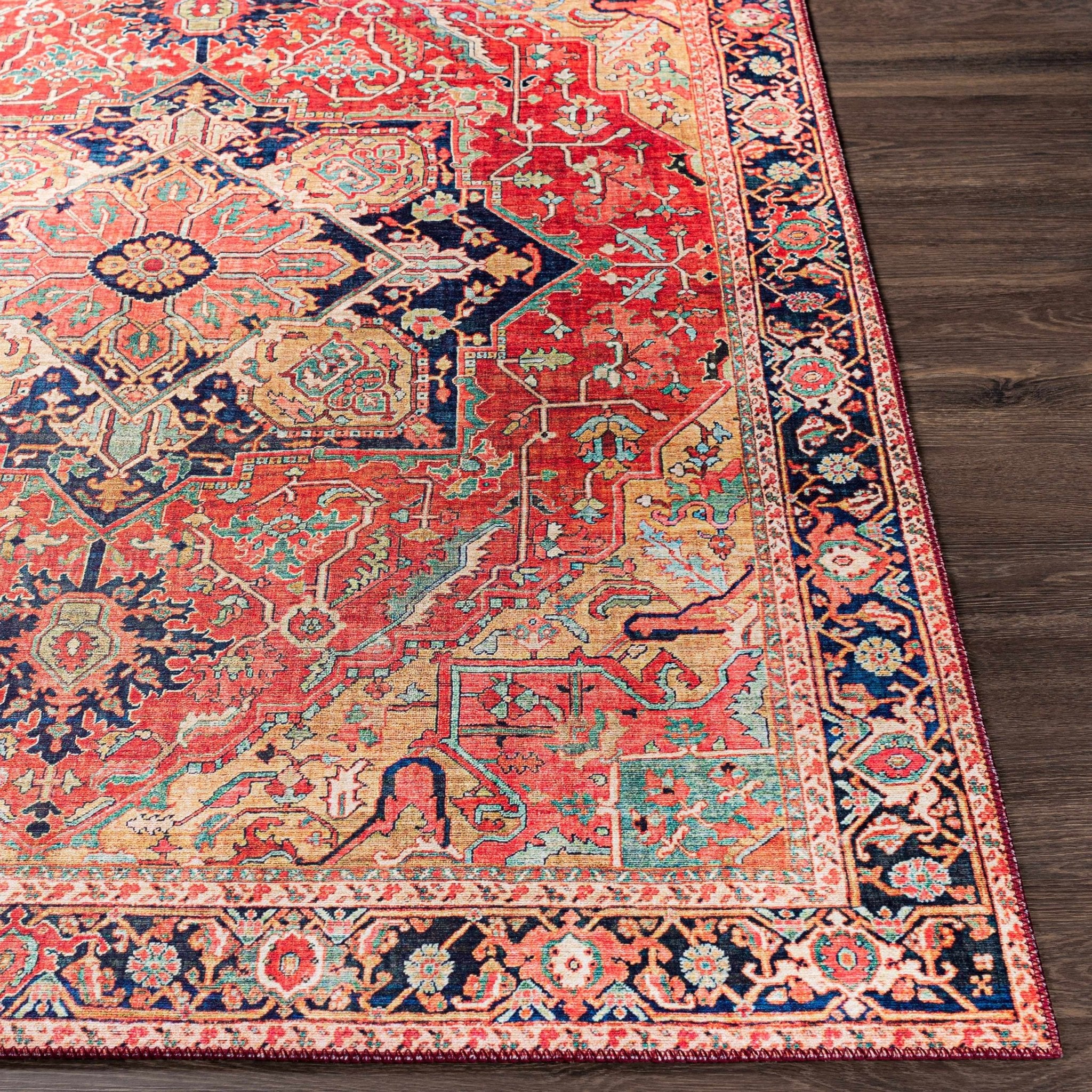 Whittingham Rust And Blue Traditional Heriz Design Area Rug - Image 9