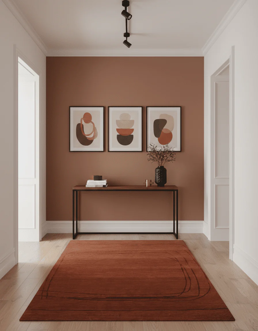 Rust and Brown Modern Stripes Design Hand loom 4x6 wool Area Rug - Image 2