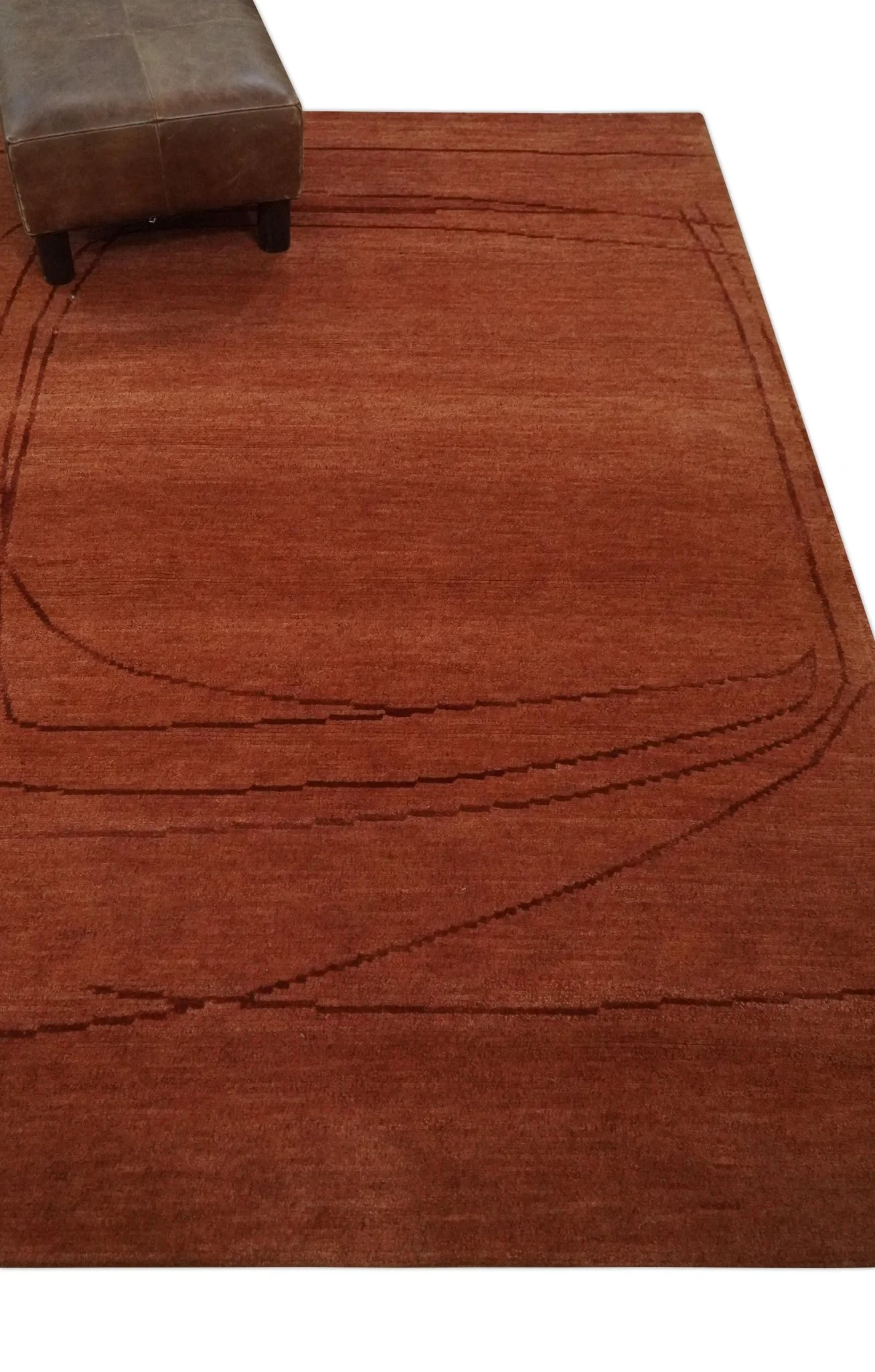 Rust and Brown Modern Stripes Design Hand loom 4x6 wool Area Rug - Image 4