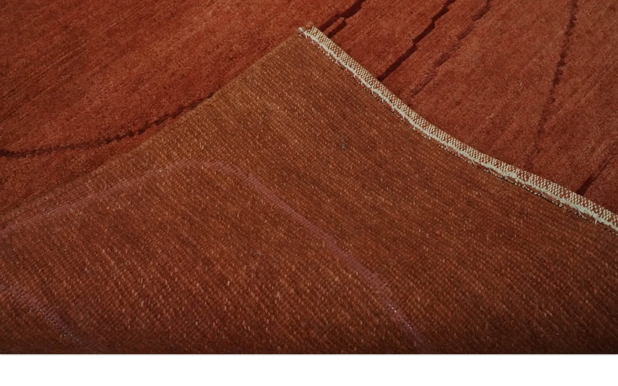 Rust and Brown Modern Stripes Design Hand loom 4x6 wool Area Rug - Image 7