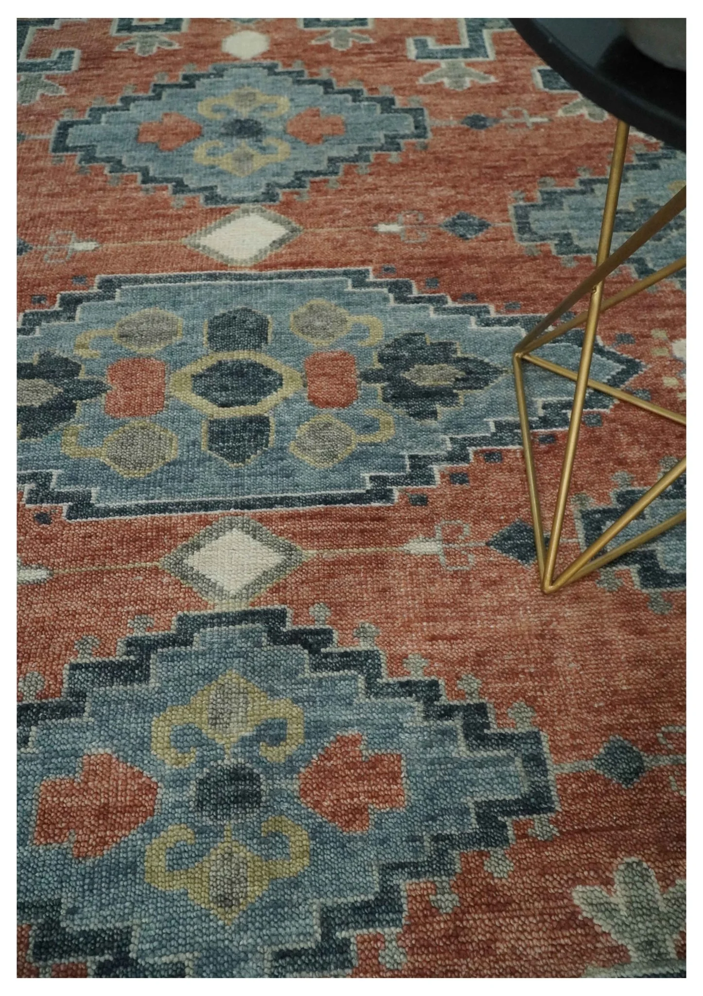 Custom Made Rust and Gray Traditional Hand knotted Multi Size wool Area Rug - Image 2