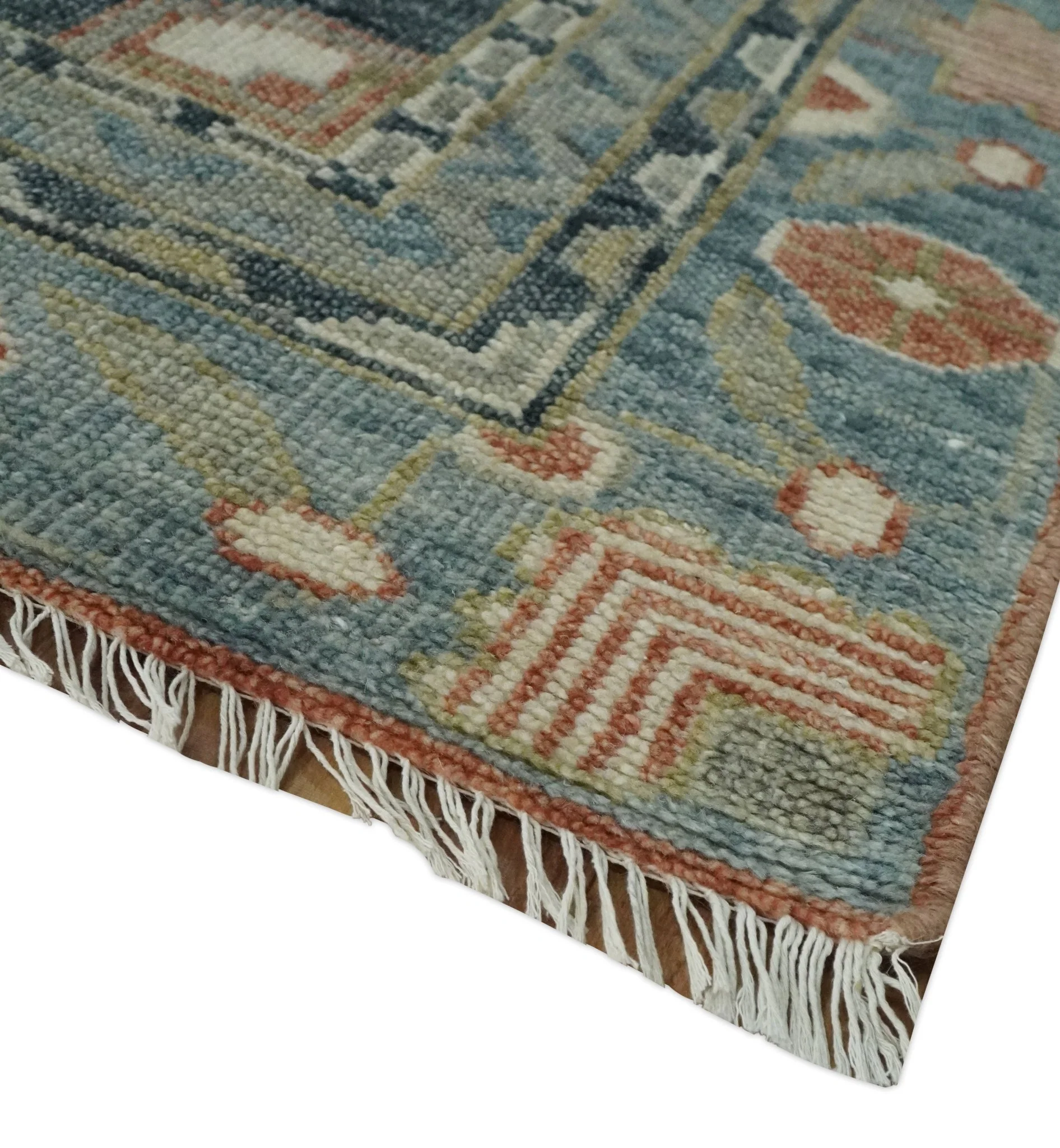 Custom Made Rust and Gray Traditional Hand knotted Multi Size wool Area Rug - Image 5