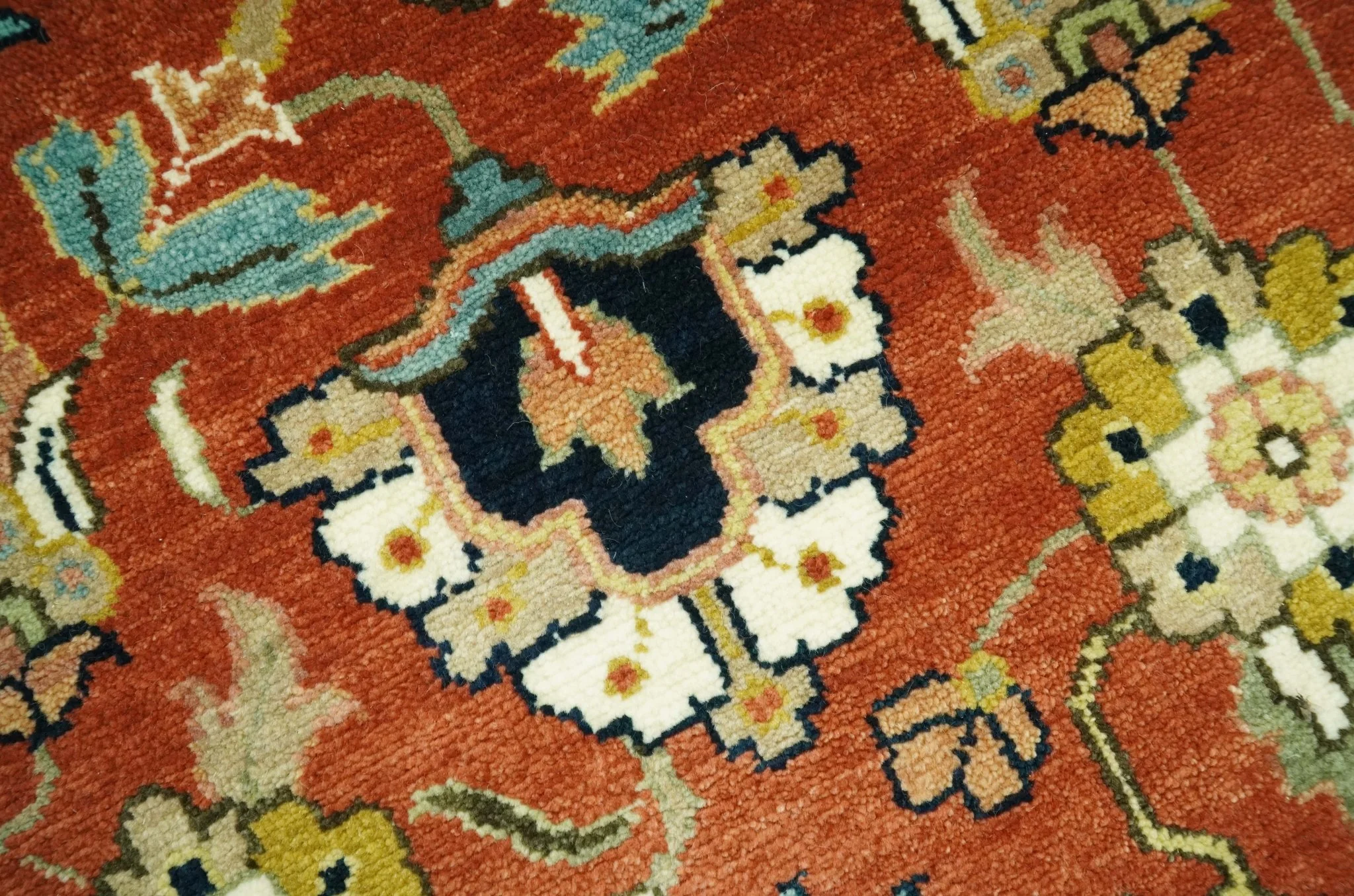 Premium look Rust and Ivory Traditional Floral Fine Hand knotted 8x10 wool area rug - Image 4