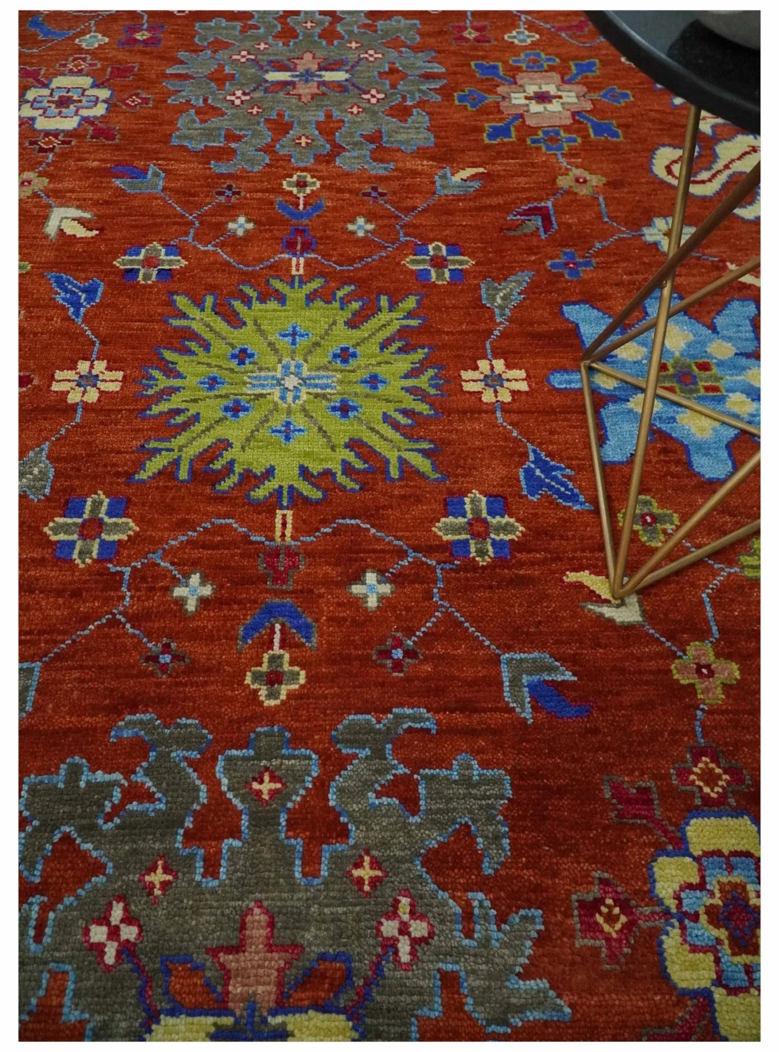 Custom Made Red and Ivory colorful Hand knotted Traditional Oushak Multi Size Wool Area Rug, Kids, Living Room and Bedroom Rug - Image 2