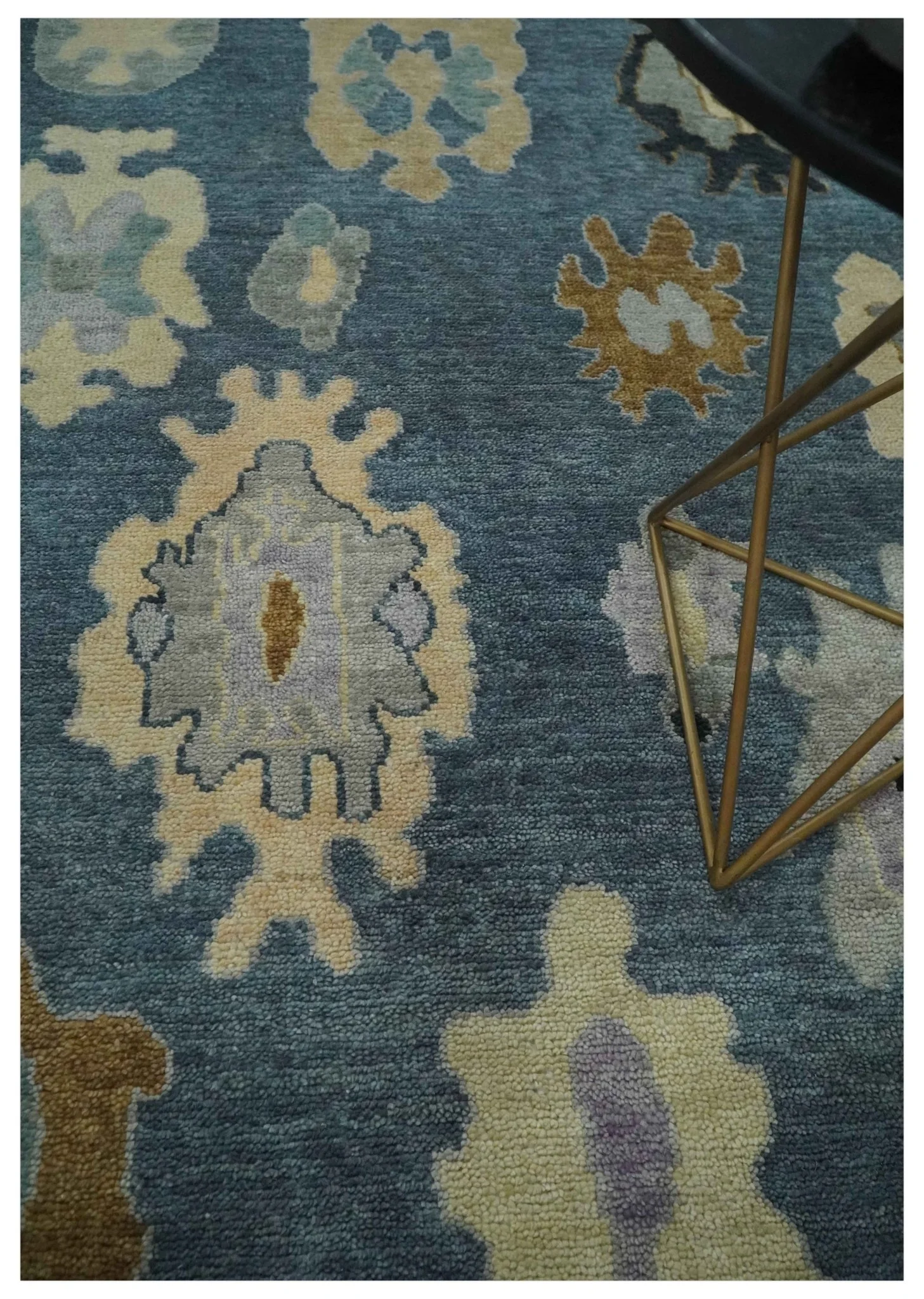 Blue, Silver and Beige Hand knotted Traditional Oushak Multi Size Wool Area Rug - Image 2