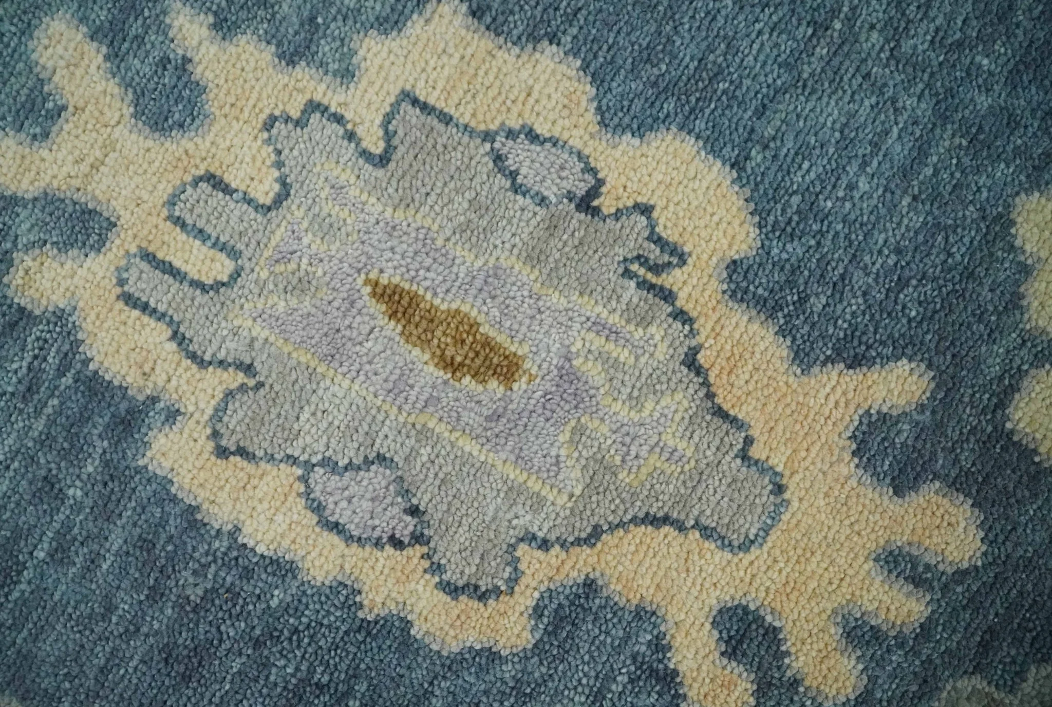 Blue, Silver and Beige Hand knotted Traditional Oushak Multi Size Wool Area Rug - Image 4