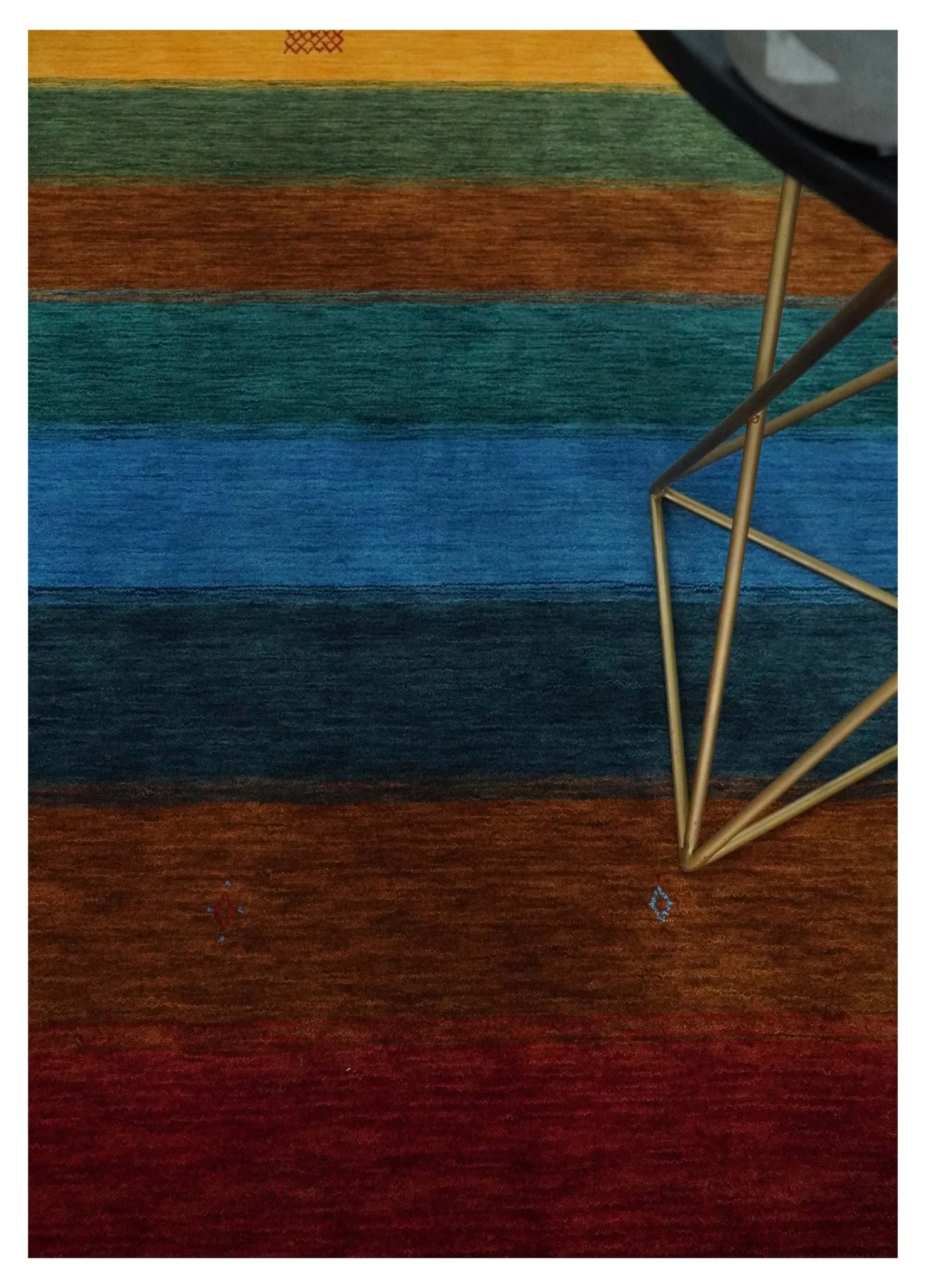 5x8 Rust and Multicolor Striped Wool Hand Woven Southwestern Lori Gabbeh Rug | KNT33 - Image 2