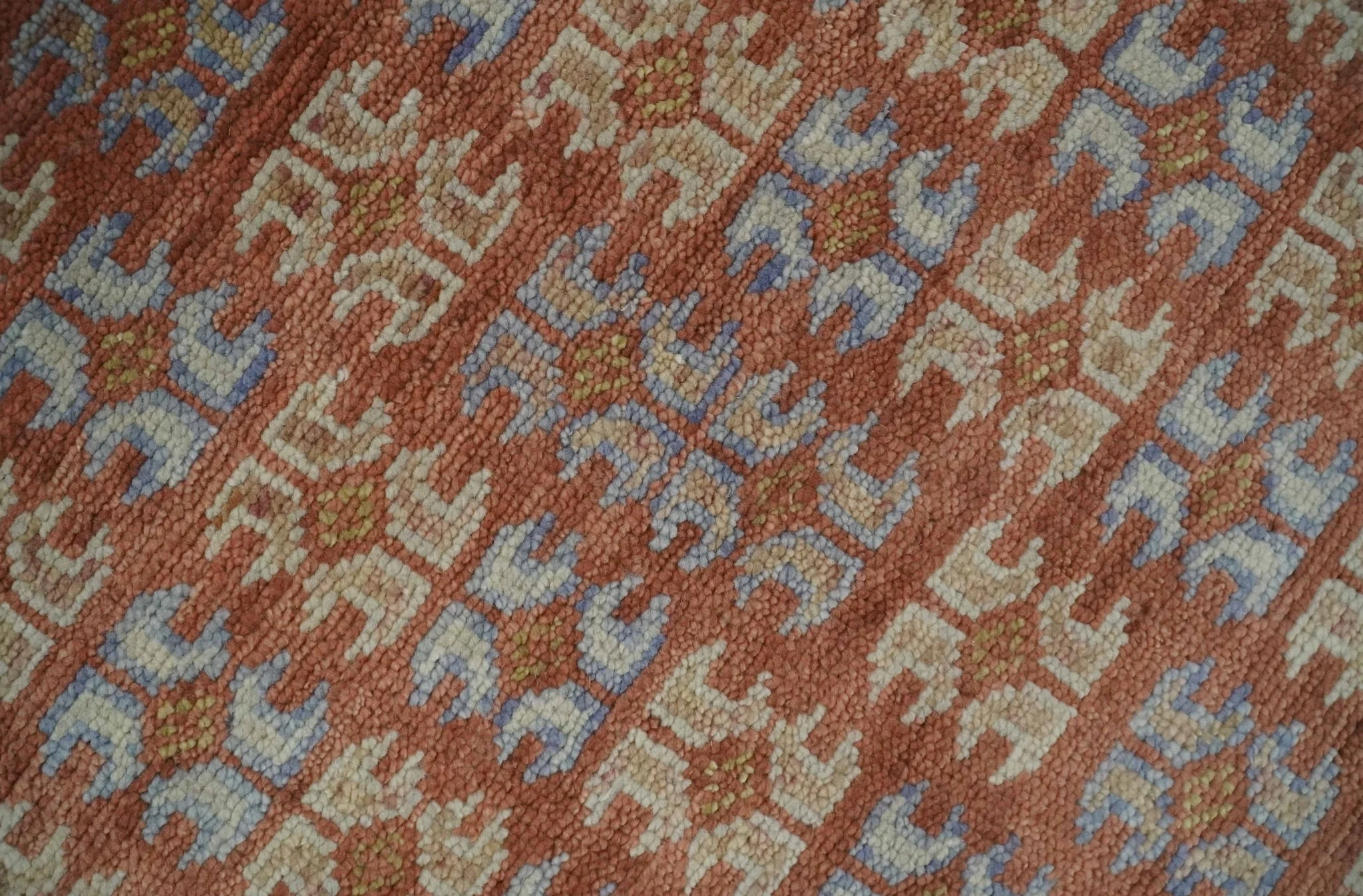 Rust, Beige and Blue Hand knotted Traditional Multi Size Oriental wool Area Rug - Image 4
