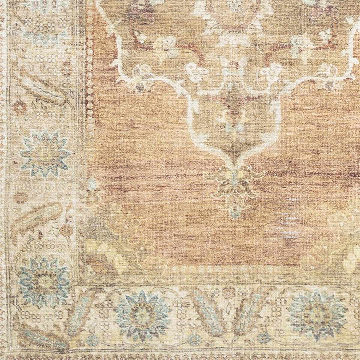 Rust, Beige, Brown and Charcoal vintage Style Medallion design Machine washable Rug - Image 12