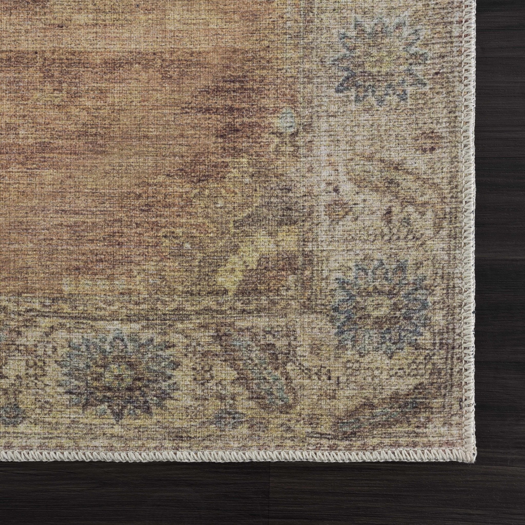 Rust, Beige, Brown and Charcoal vintage Style Medallion design Machine washable Rug - Image 15