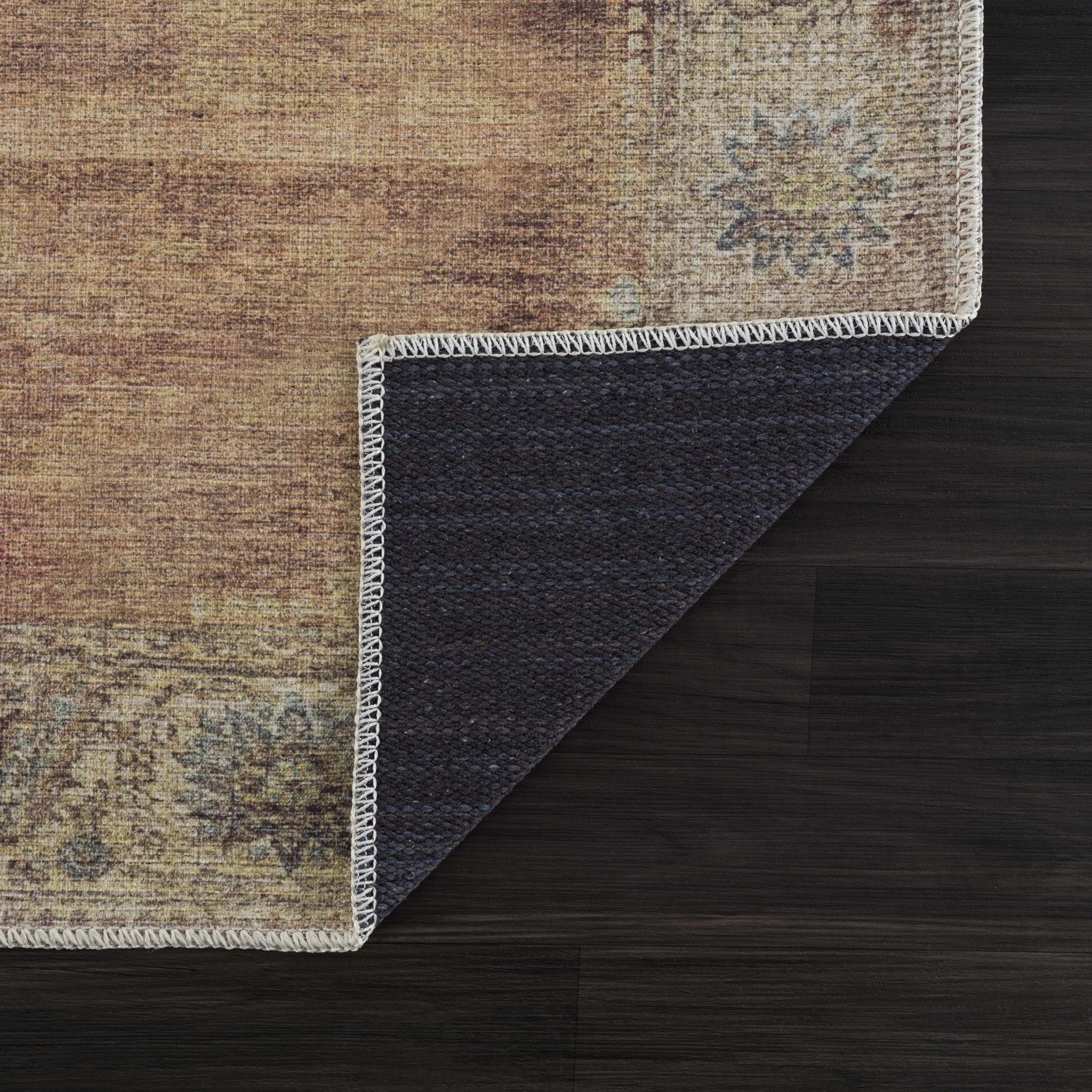 Rust, Beige, Brown and Charcoal vintage Style Medallion design Machine washable Rug - Image 16