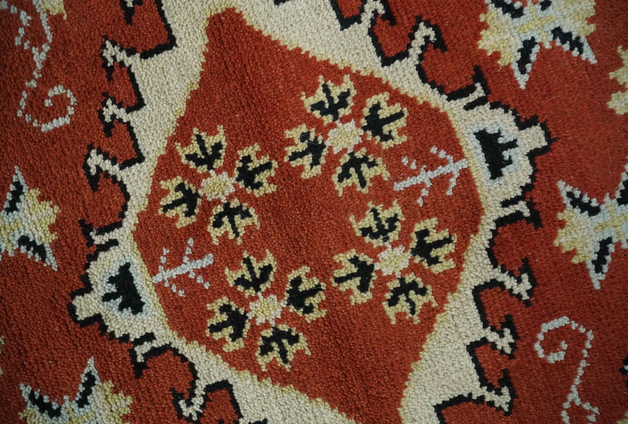 Rust, Black and Beige Traditional Oriental Hand Knotted Custom Made Wool Area Rug - Image 5