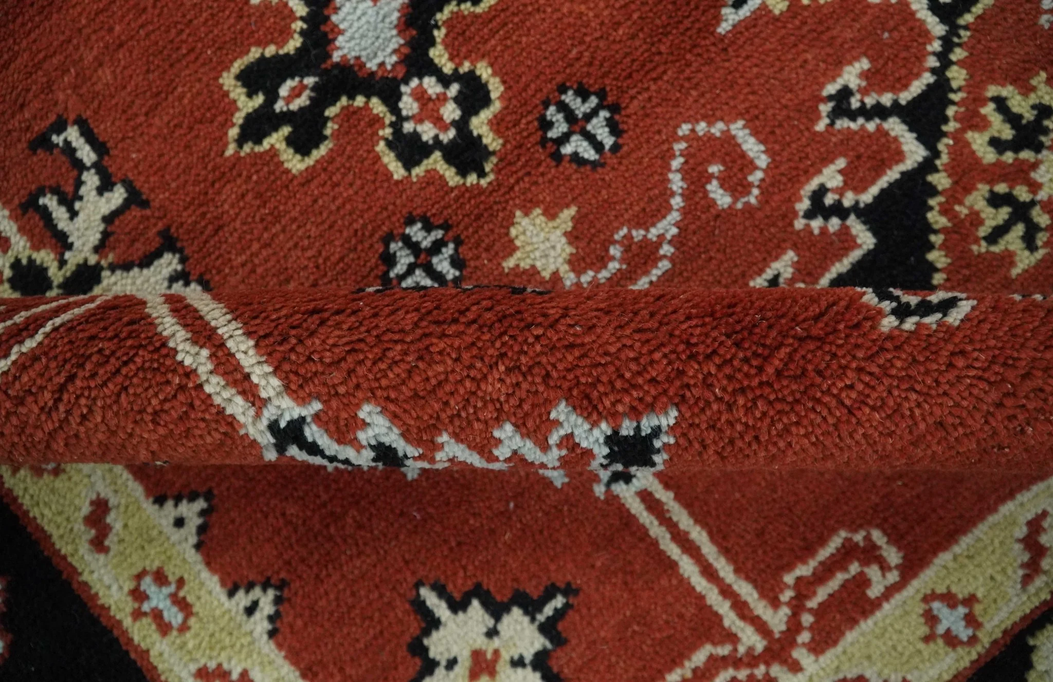 Rust, Black and Beige Traditional Oriental Hand Knotted Custom Made Wool Area Rug - Image 8