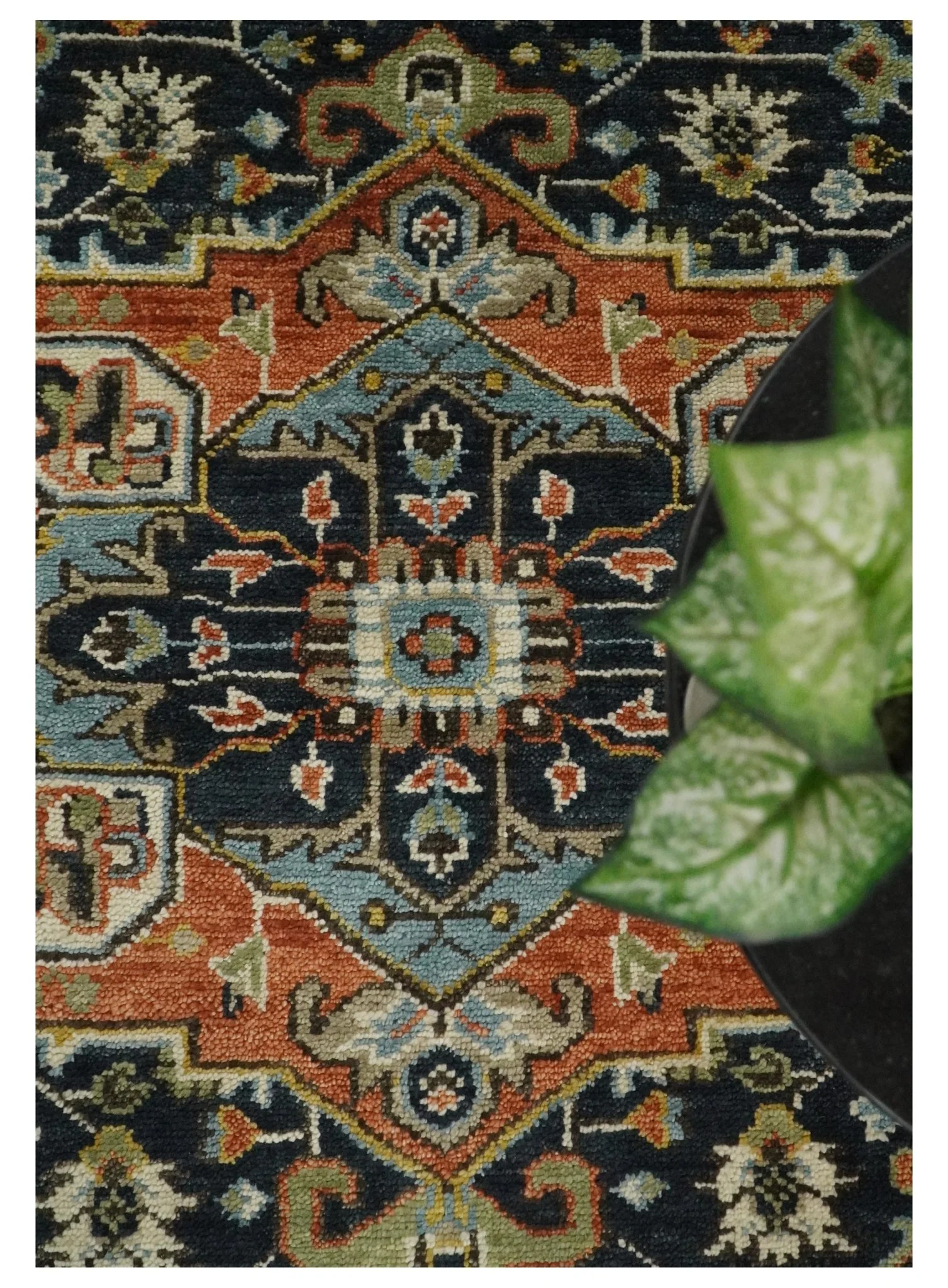 Rust, Blue and Aqua Traditional Heriz Hand knotted Multi Size wool Area Rug - Image 10
