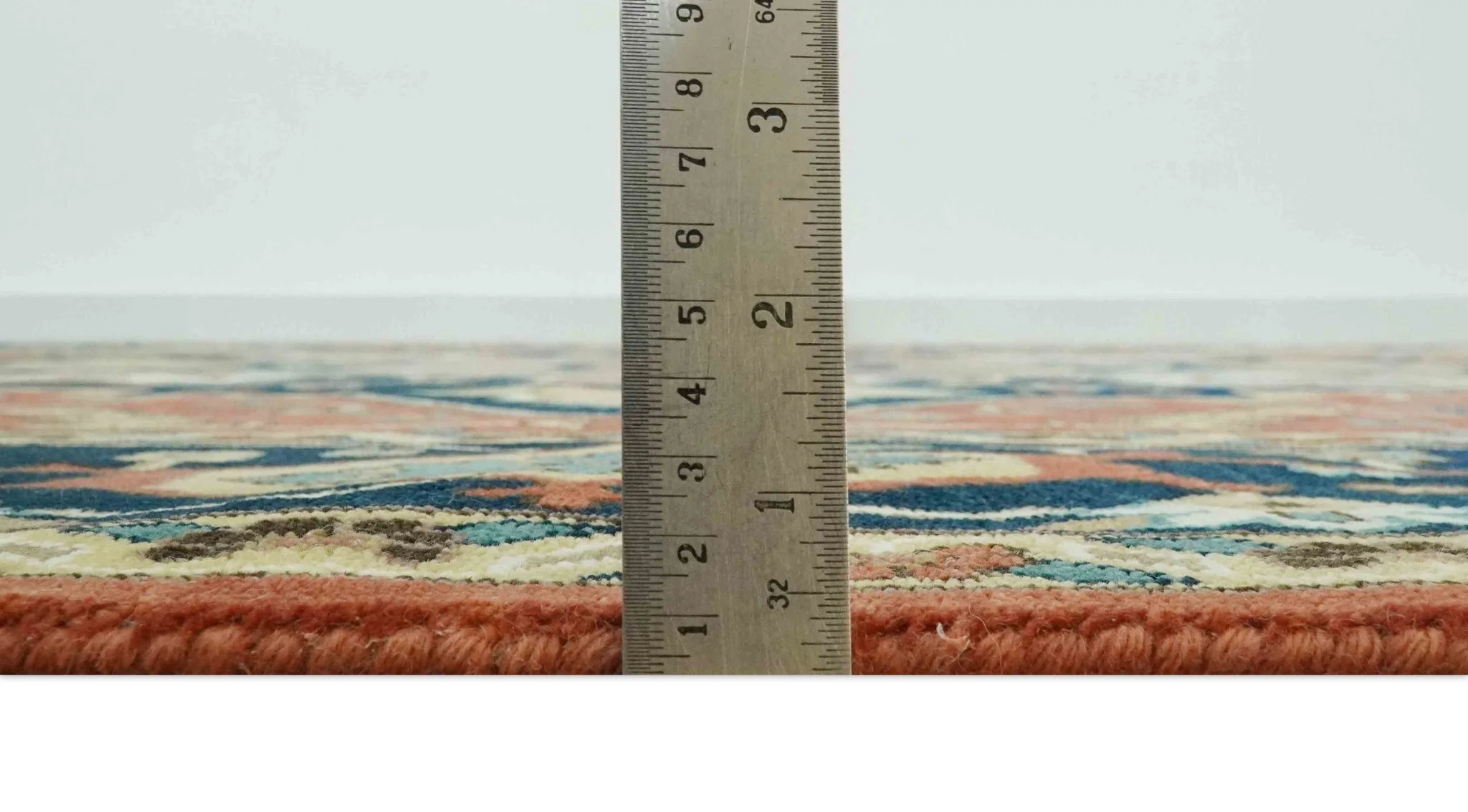 9x12 Fine Hand Knotted Rust, Blue and Aqua Traditional Heriz wool area rug - Image 8