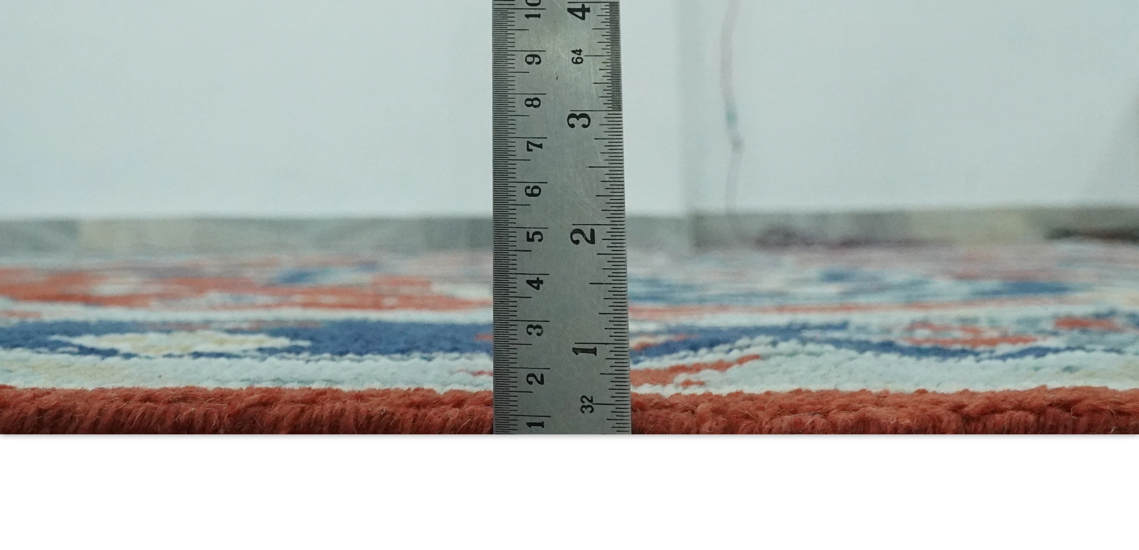 Custom Made Rust, Blue and Silver hand knotted Traditional Heriz wool area rug - Image 9