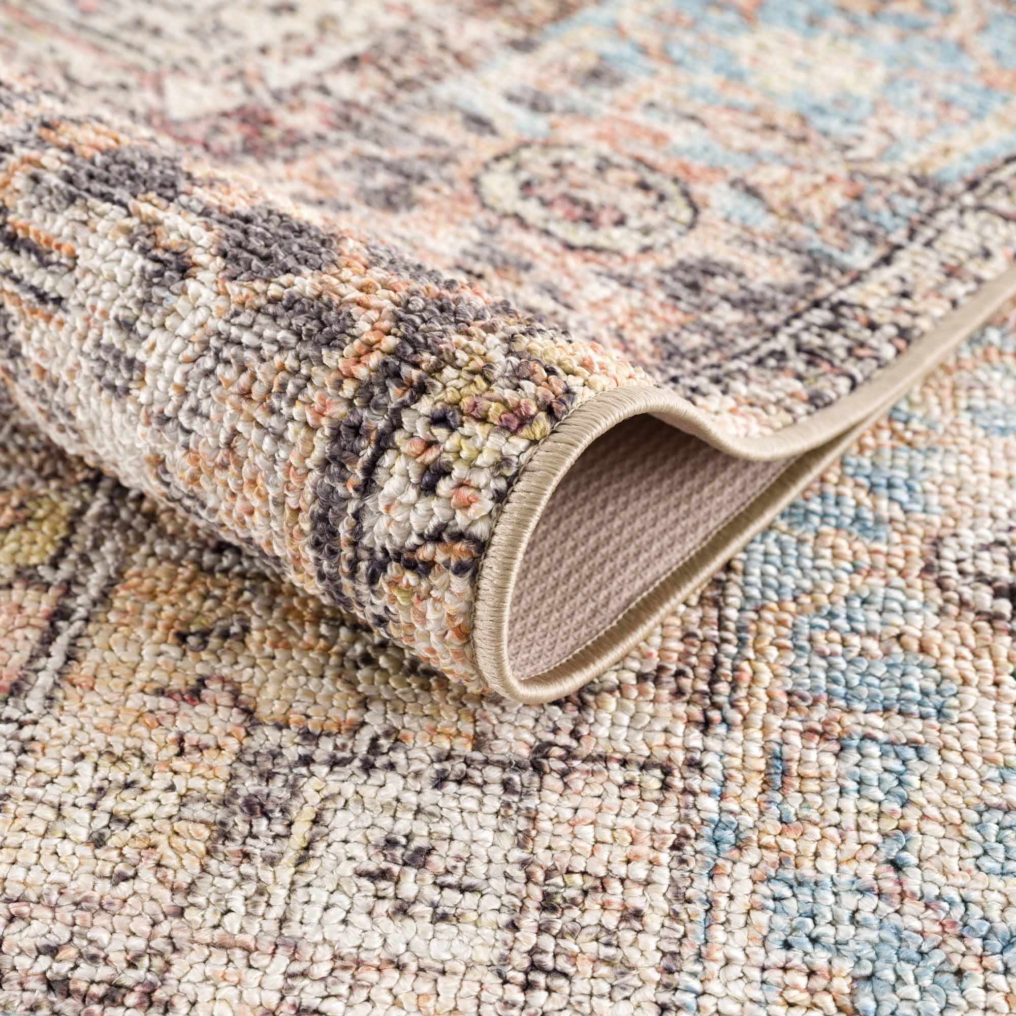 Antique style Rust, Blue, Beige and Charcoal Traditional Heriz Washable Area Rug - Image 11