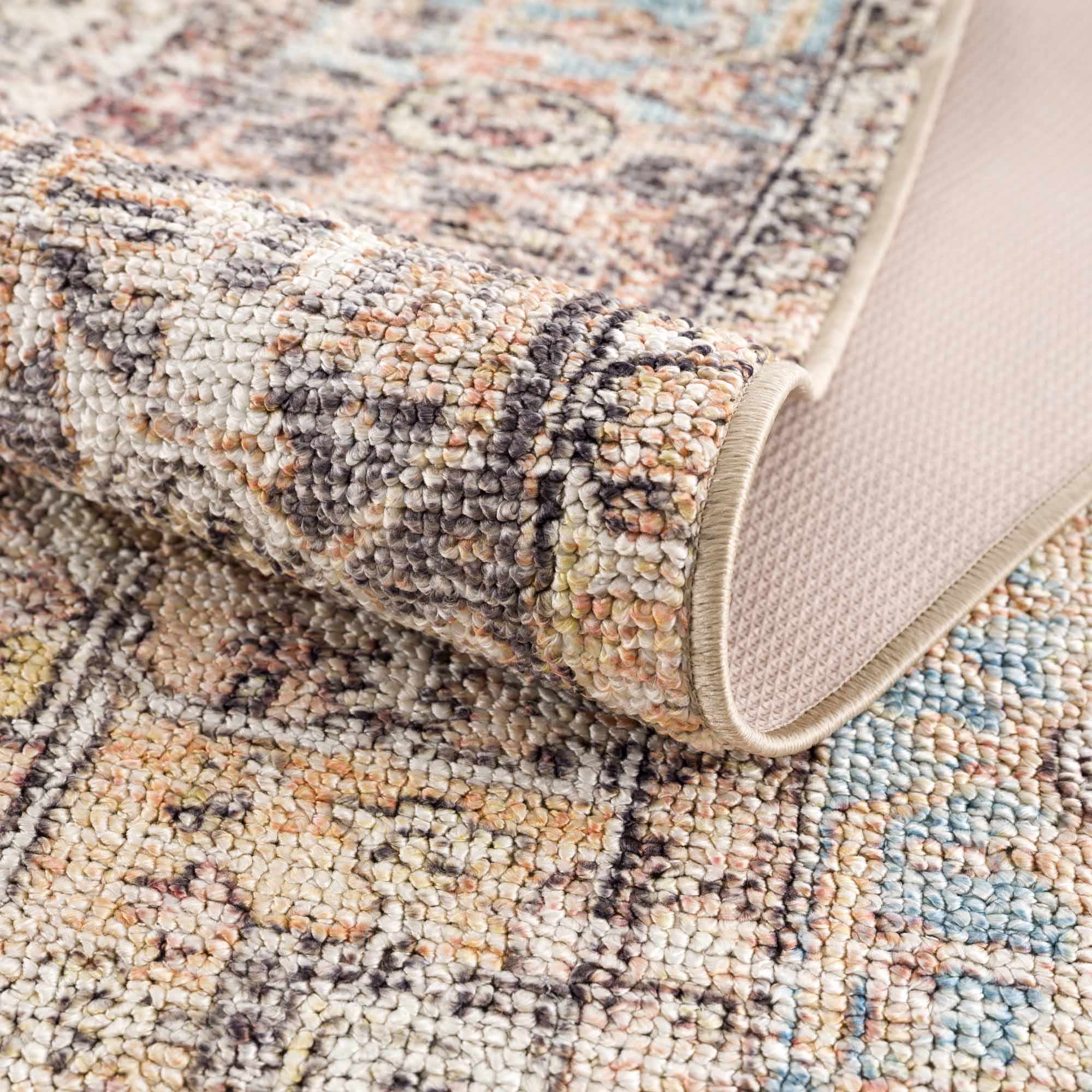 Antique style Rust, Blue, Beige and Charcoal Traditional Heriz Washable Area Rug - Image 12