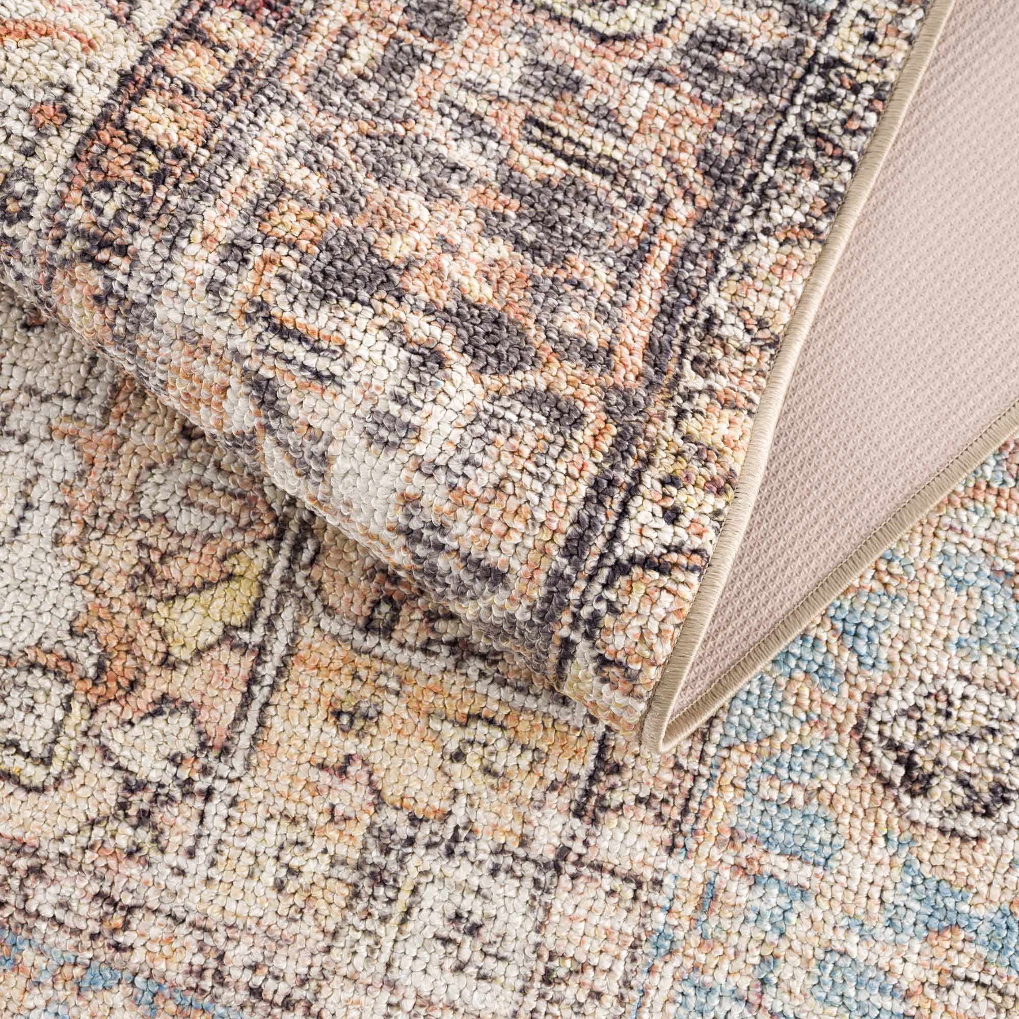 Antique style Rust, Blue, Beige and Charcoal Traditional Heriz Washable Area Rug - Image 13