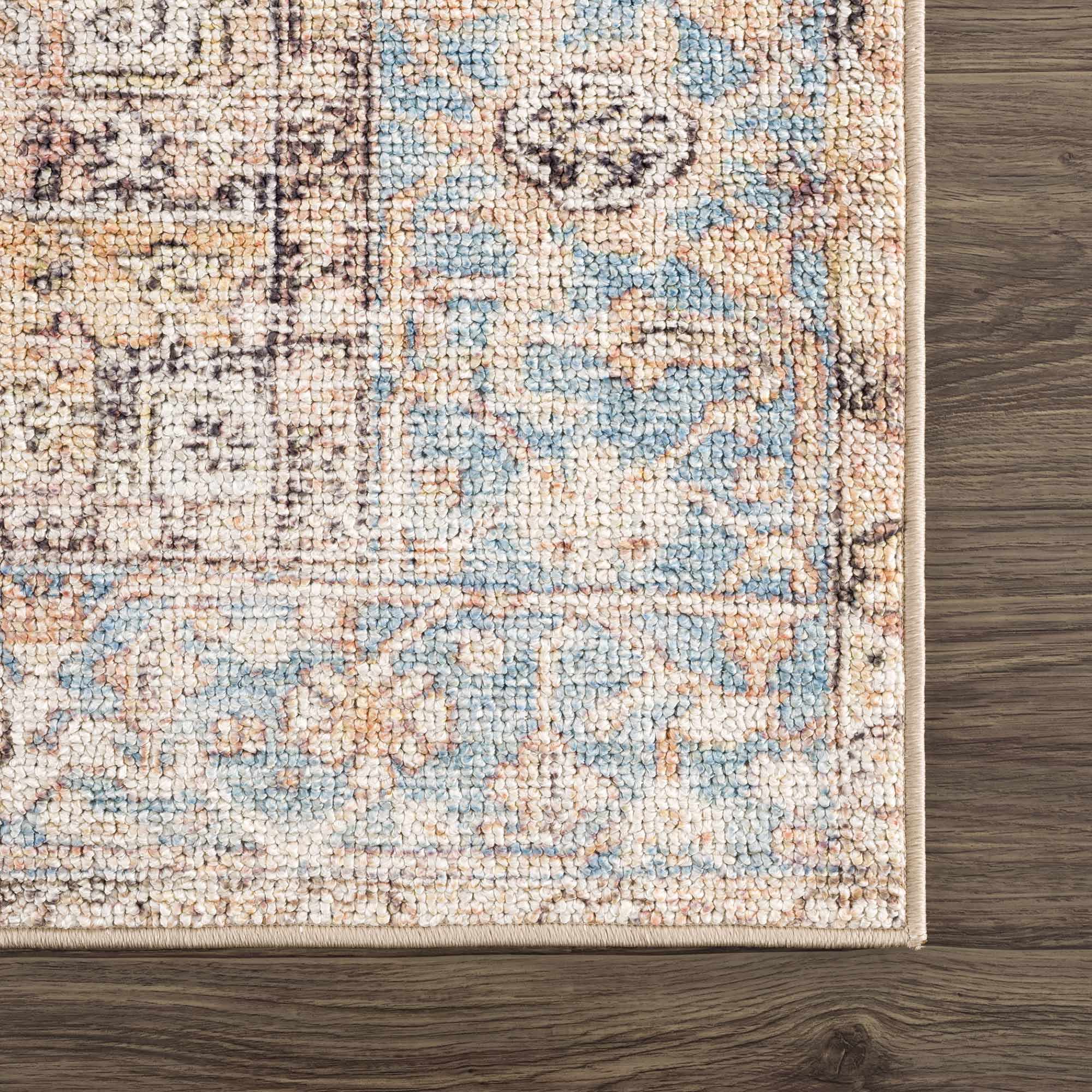 Antique style Rust, Blue, Beige and Charcoal Traditional Heriz Washable Area Rug - Image 14