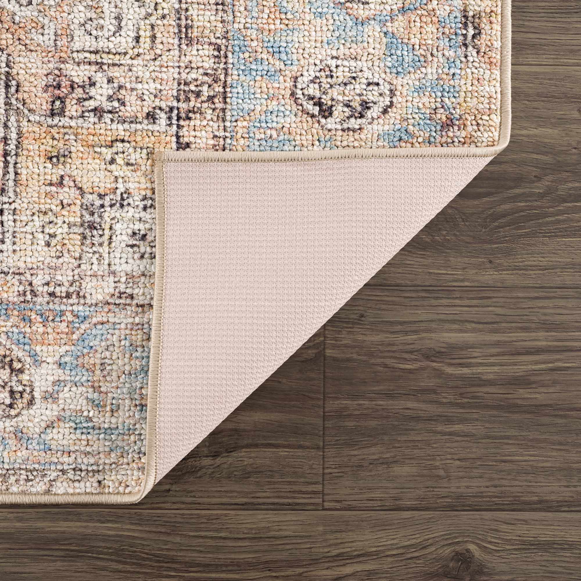 Antique style Rust, Blue, Beige and Charcoal Traditional Heriz Washable Area Rug - Image 9