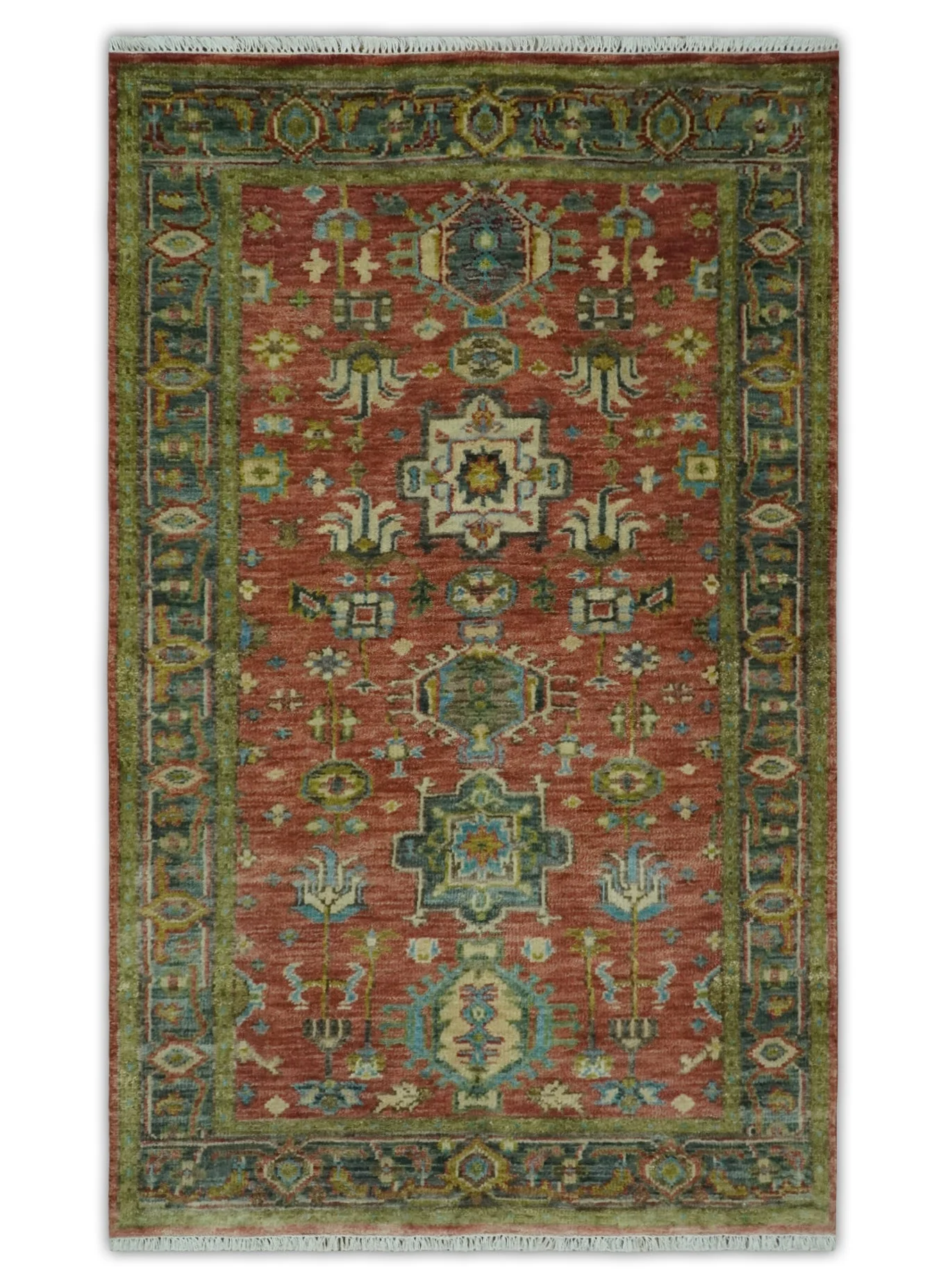 3x5, 4x6 and 10x14 Rust, Charcoal and Beige Hand Knotted Antique Serapi Wool Area Rug - Image 12