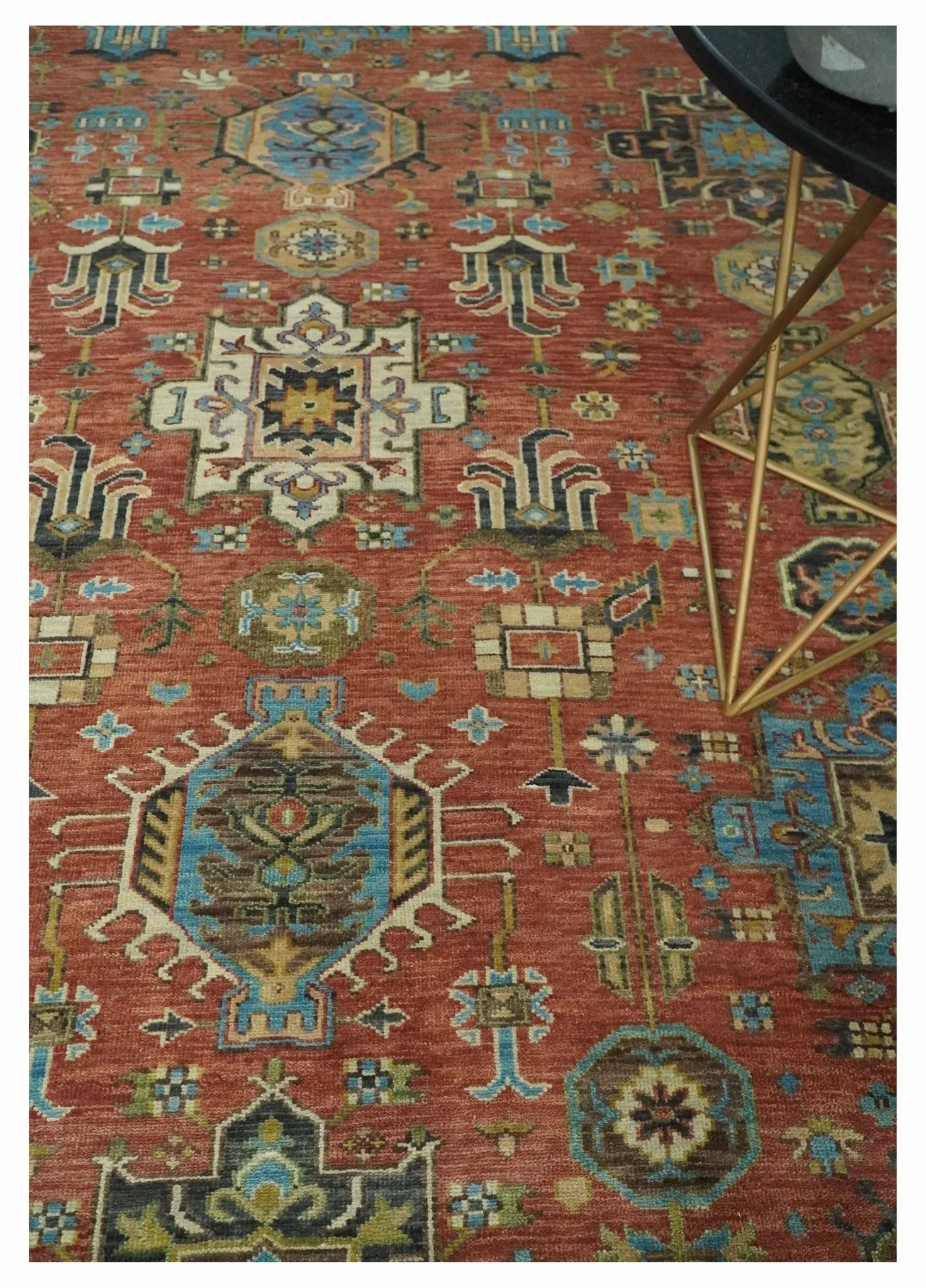 3x5, 4x6 and 10x14 Rust, Charcoal and Beige Hand Knotted Antique Serapi Wool Area Rug - Image 2