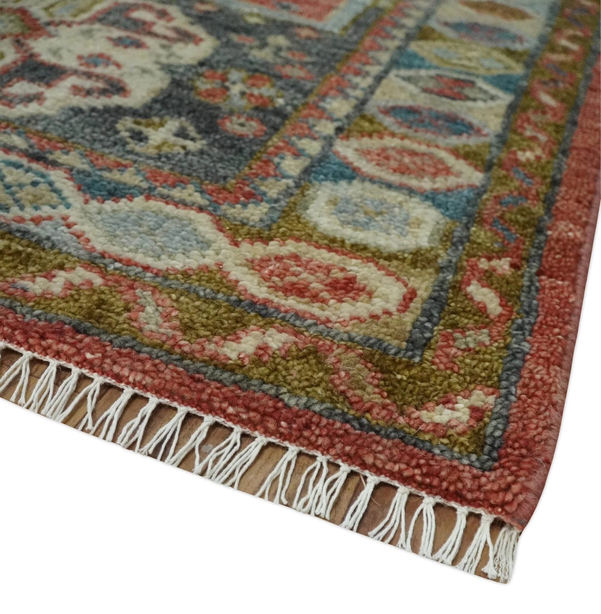 Traditional floral Rust, Charcoal and Beige Mamluk design 8x10 wool Area Rug - Image 5
