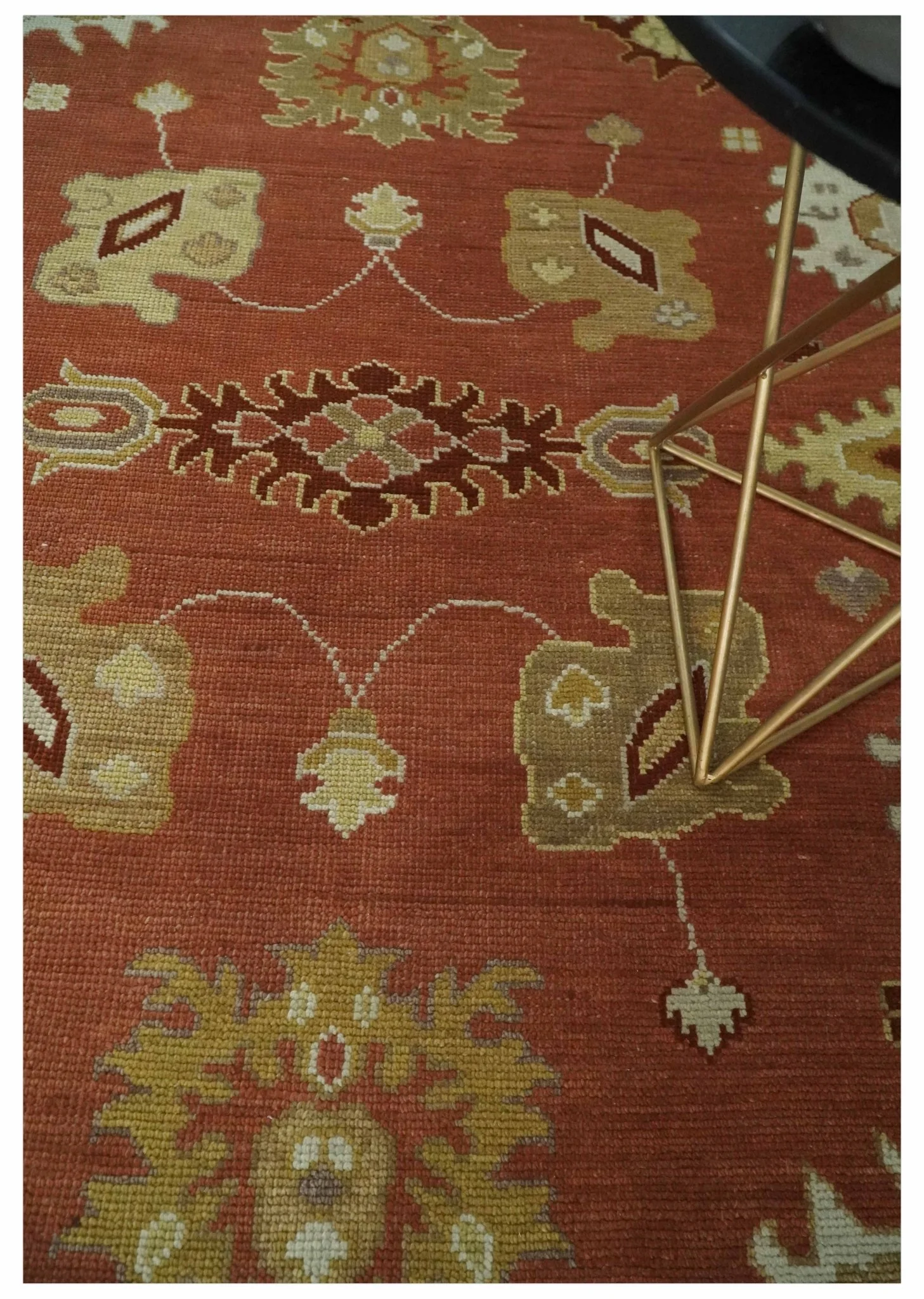 Custom Made Rust, Ivory and Beige Hand Knotted Traditional Oushak Multi Size Wool Area Rug - Image 2