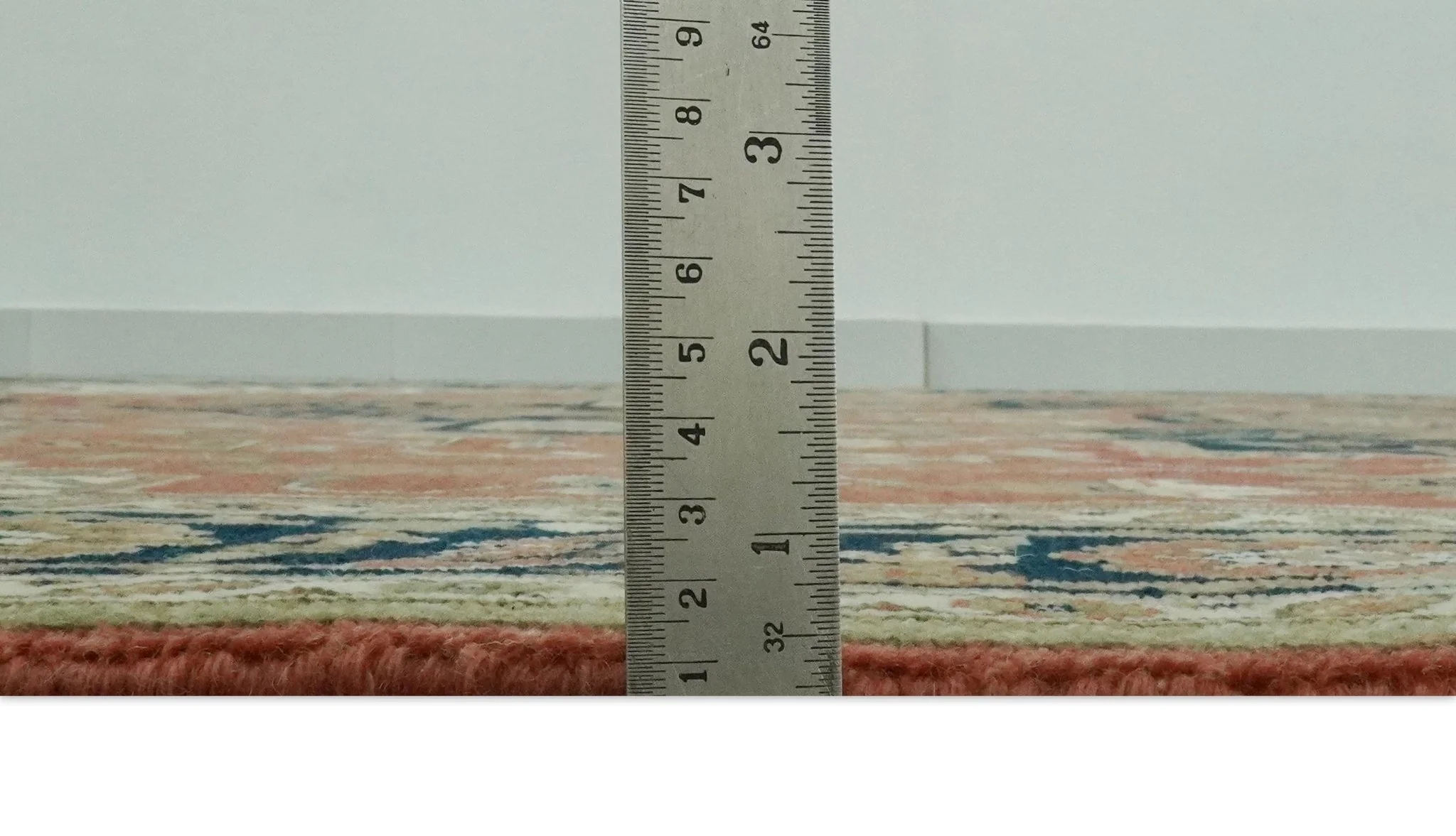 9x12 Rust, Ivory and Blue fine Hand Knotted Traditional Heriz wool area rug - Image 8
