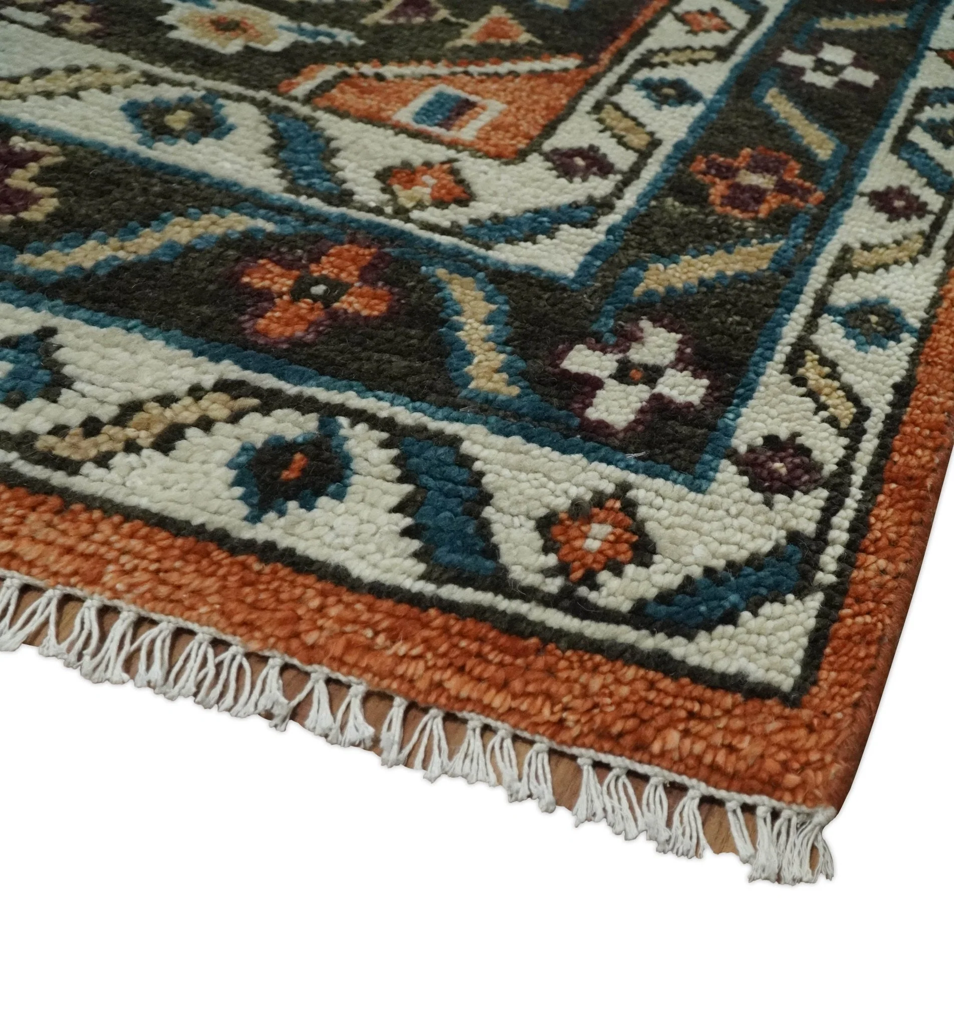 Ready to ship Rust, Ivory and Brown Oriental Traditional Area Rug - Image 5