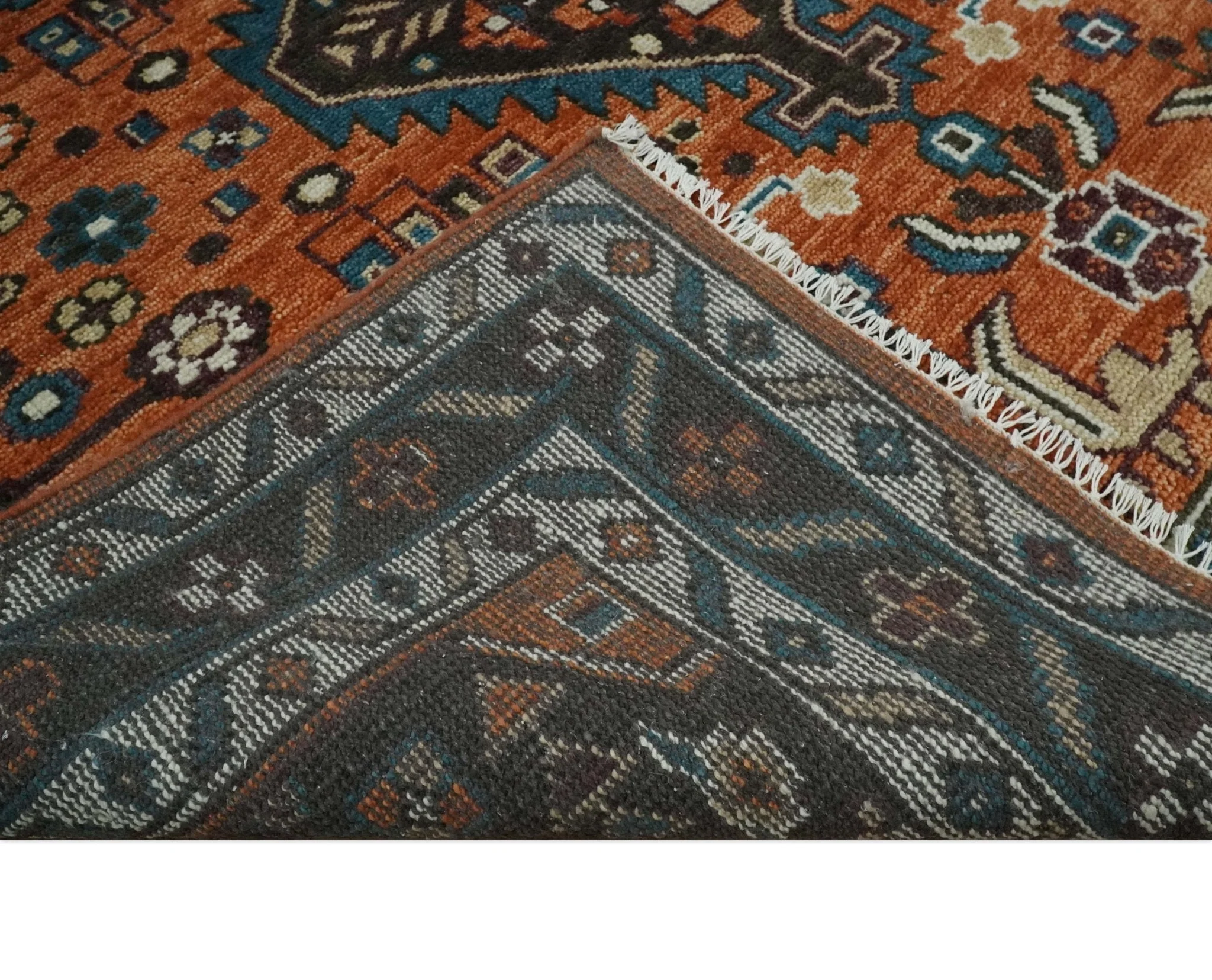 Ready to ship Rust, Ivory and Brown Oriental Traditional Area Rug - Image 7