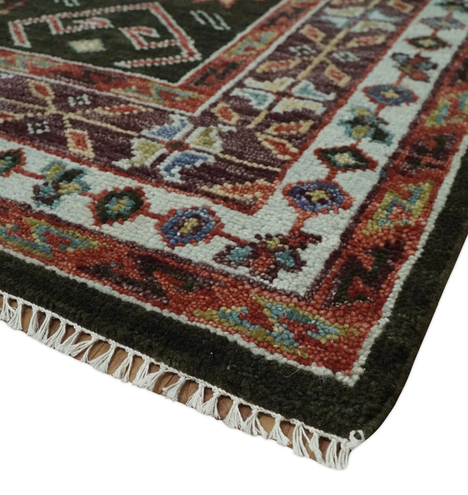 Rust, Ivory and Brown Traditional Hand knotted Multi Size wool Area Rug - Image 6