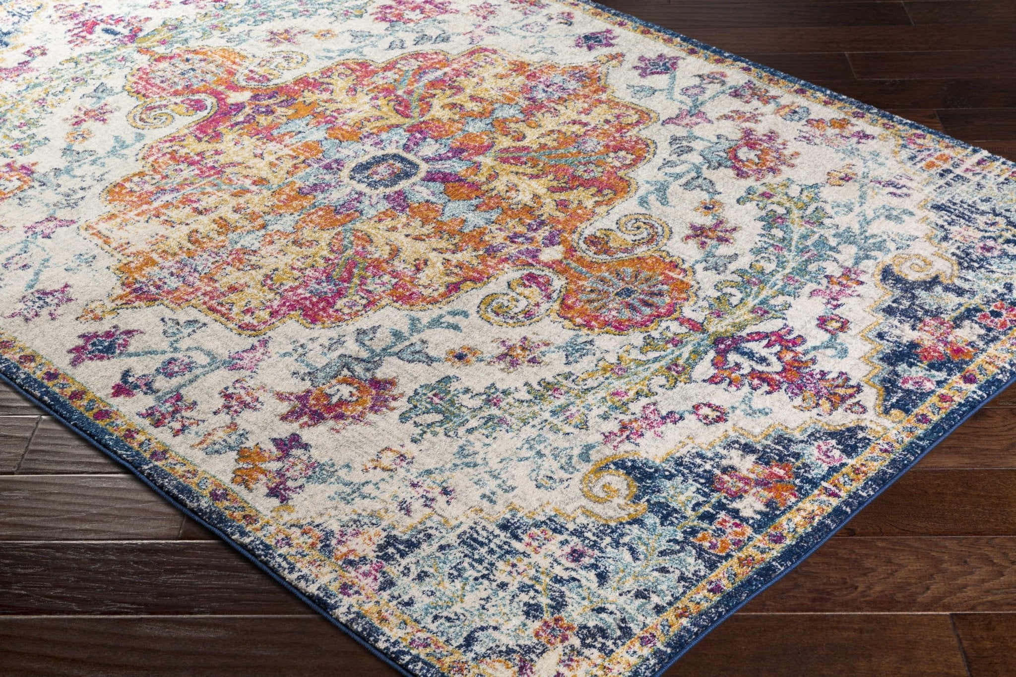 Rust, Ivory and Teal Traditional Medallion Heriz Multi size Turkish Design area Rug - Image 11