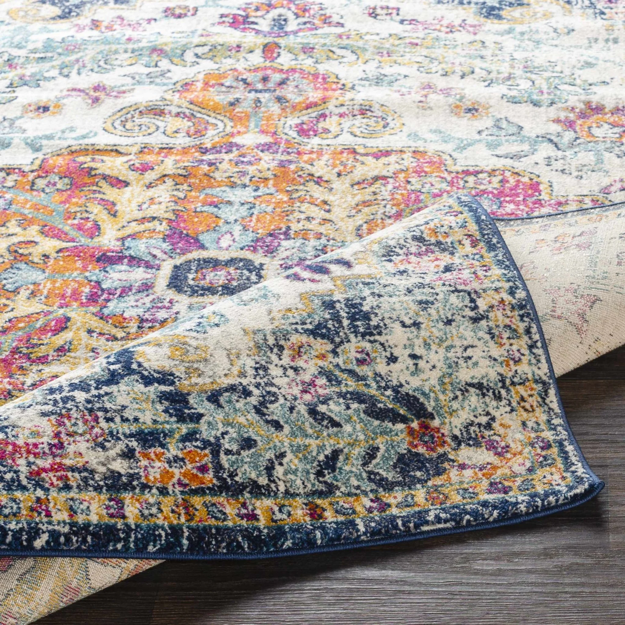 Rust, Ivory and Teal Traditional Medallion Heriz Multi size Turkish Design area Rug - Image 12