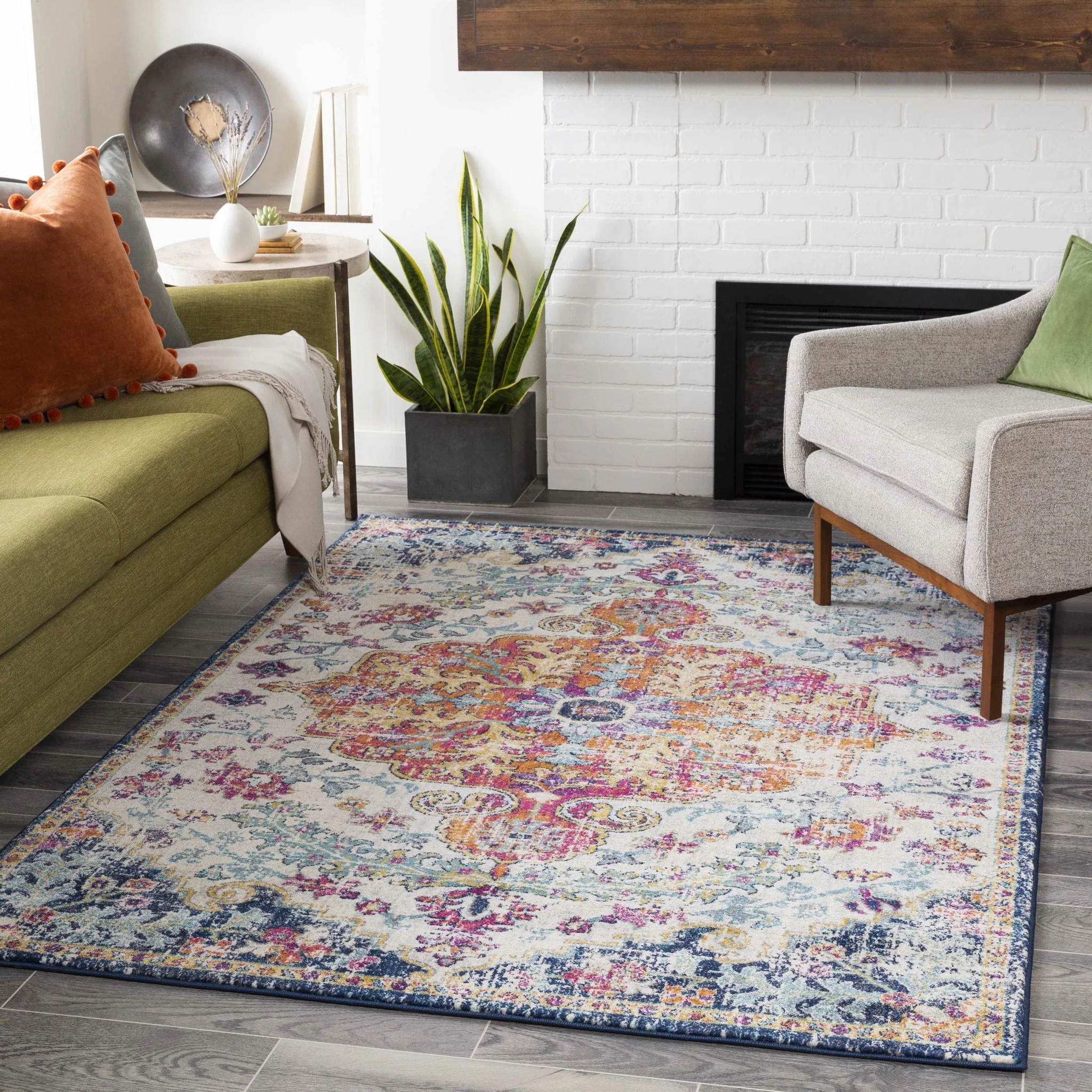 Rust, Ivory and Teal Traditional Medallion Heriz Multi size Turkish Design area Rug - Image 18