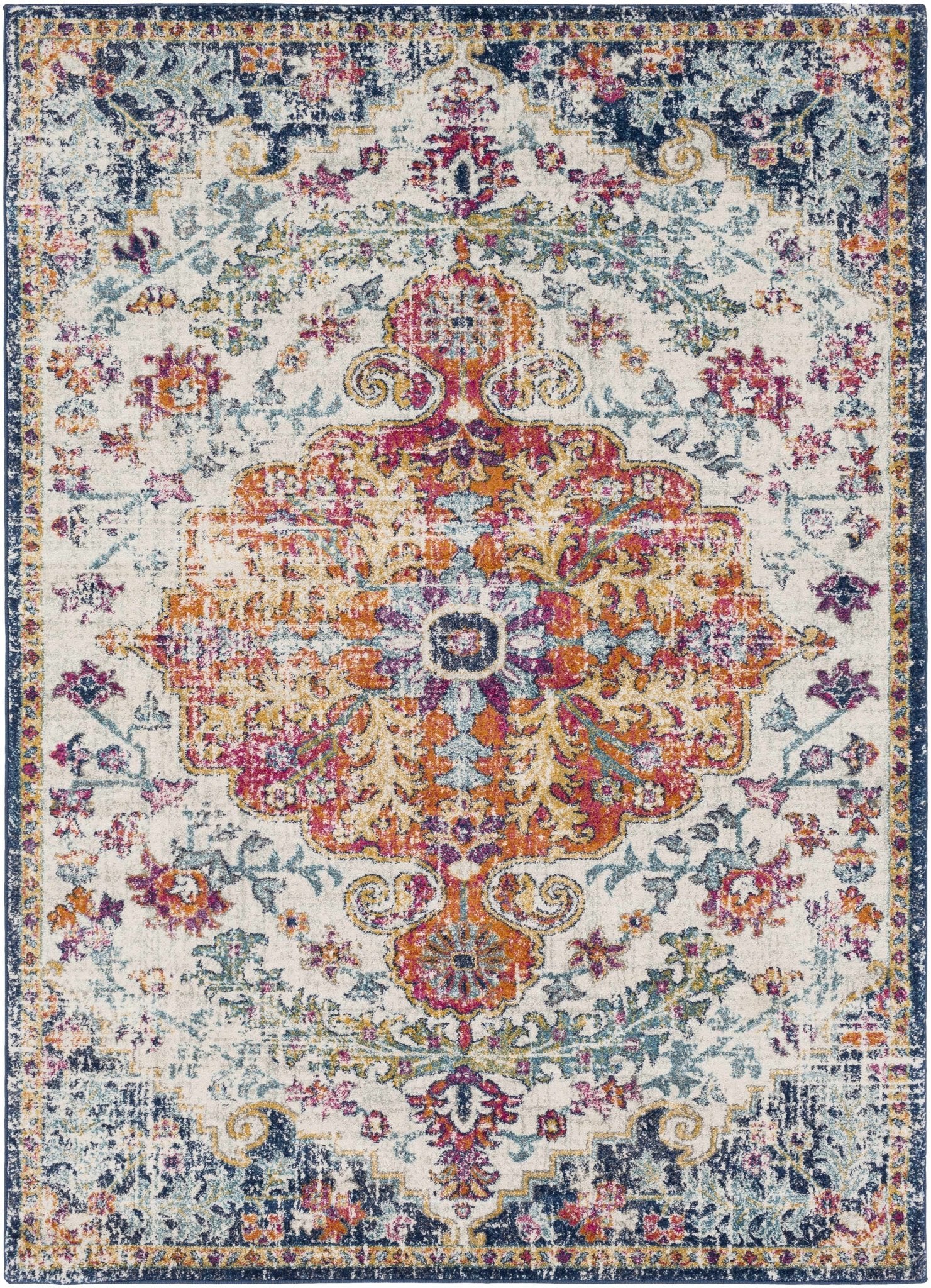 Rust, Ivory and Teal Traditional Medallion Heriz Multi size Turkish Design area Rug - Image 21