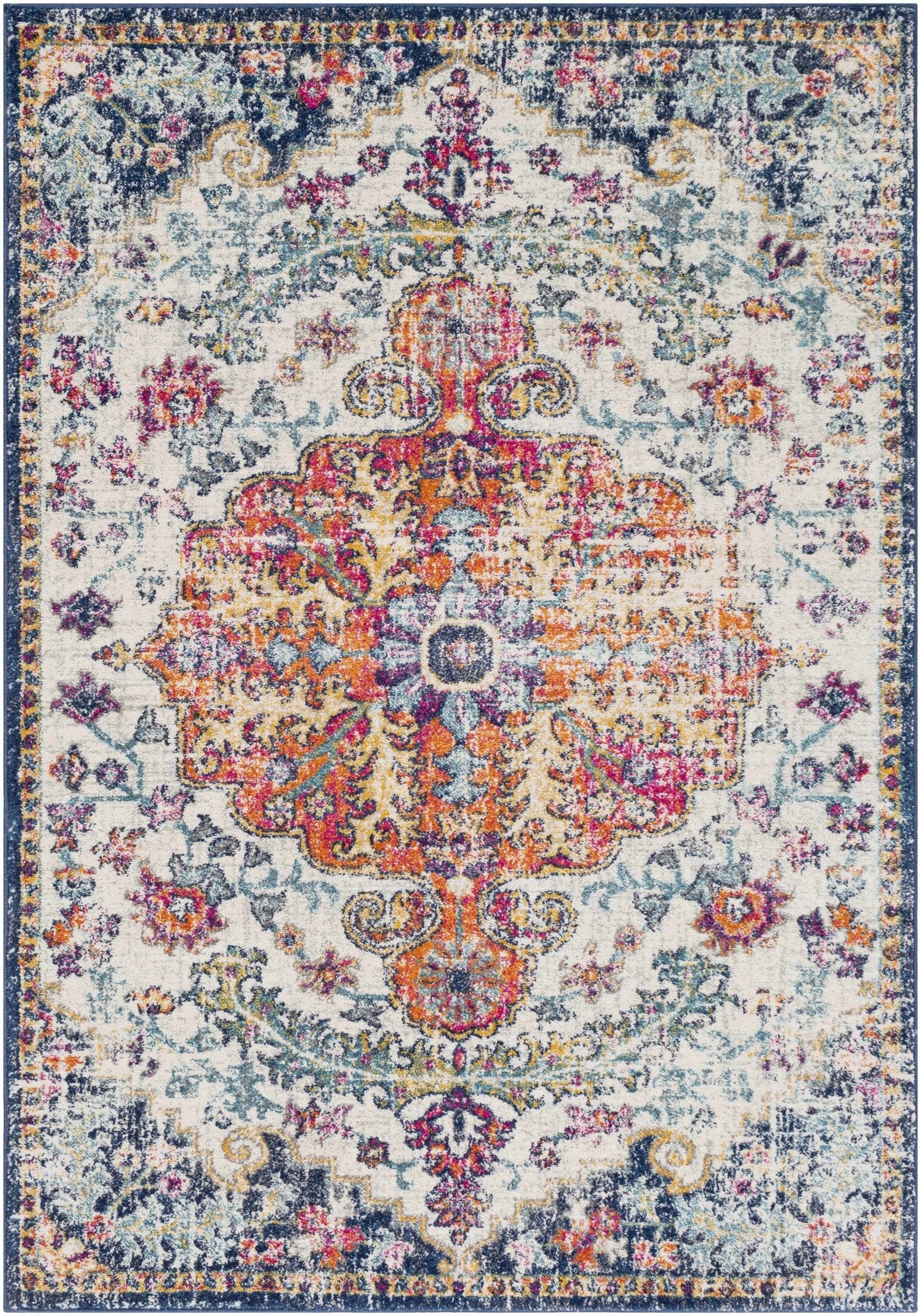 Rust, Ivory and Teal Traditional Medallion Heriz Multi size Turkish Design area Rug - Image 22
