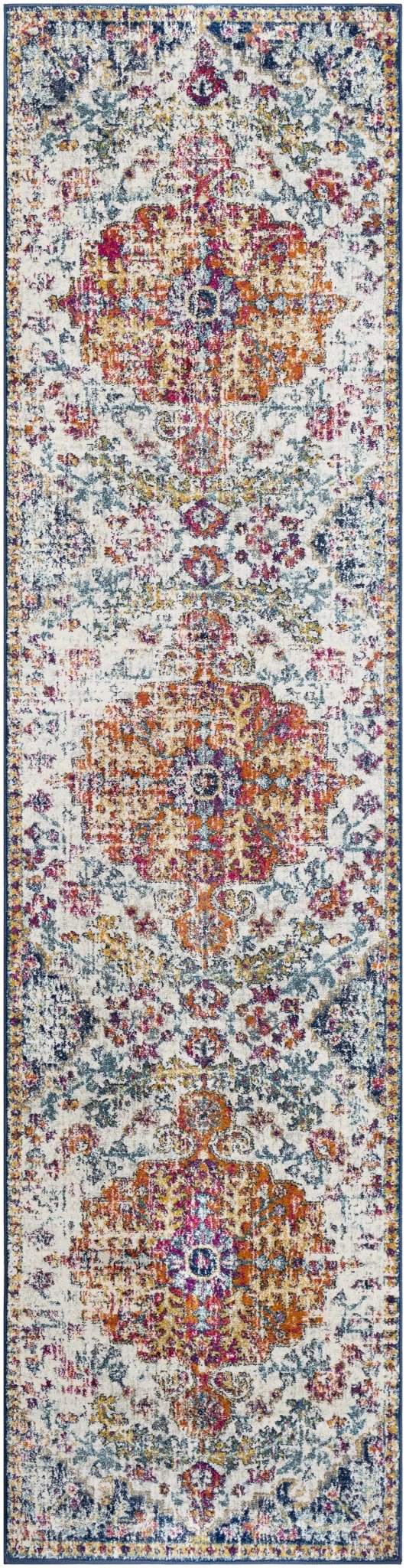 Rust, Ivory and Teal Traditional Medallion Heriz Multi size Turkish Design area Rug - Image 25