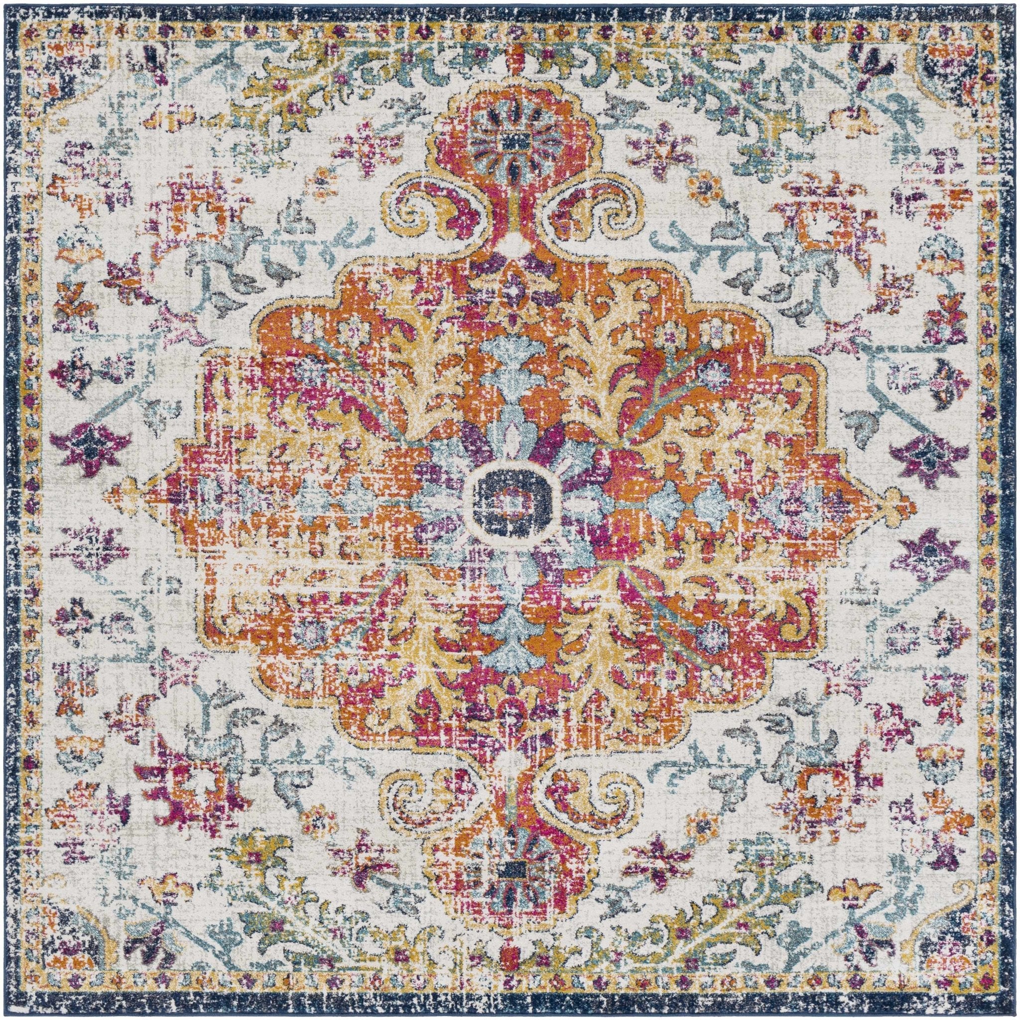 Rust, Ivory and Teal Traditional Medallion Heriz Multi size Turkish Design area Rug - Image 26