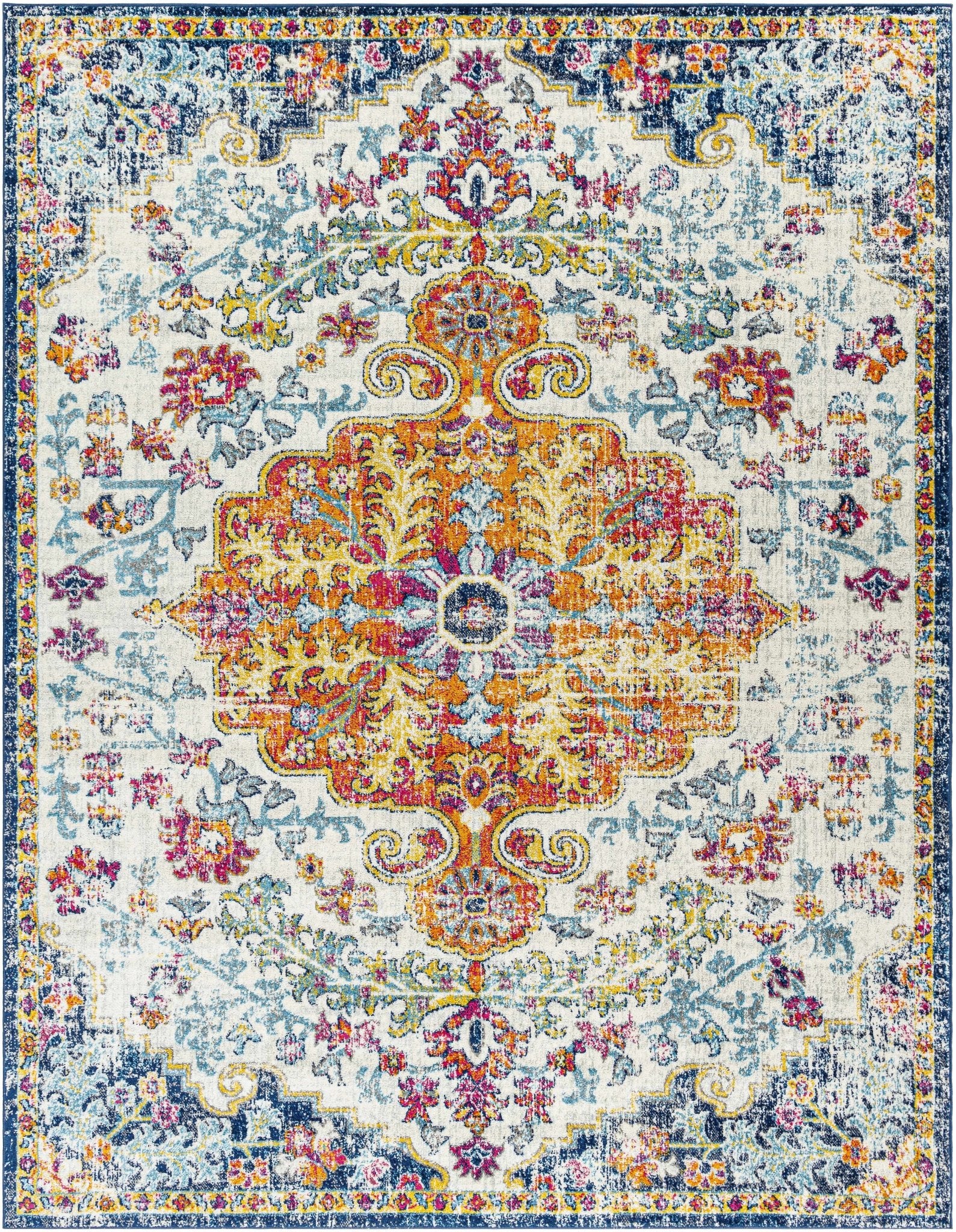 Rust, Ivory and Teal Traditional Medallion Heriz Multi size Turkish Design area Rug - Image 32