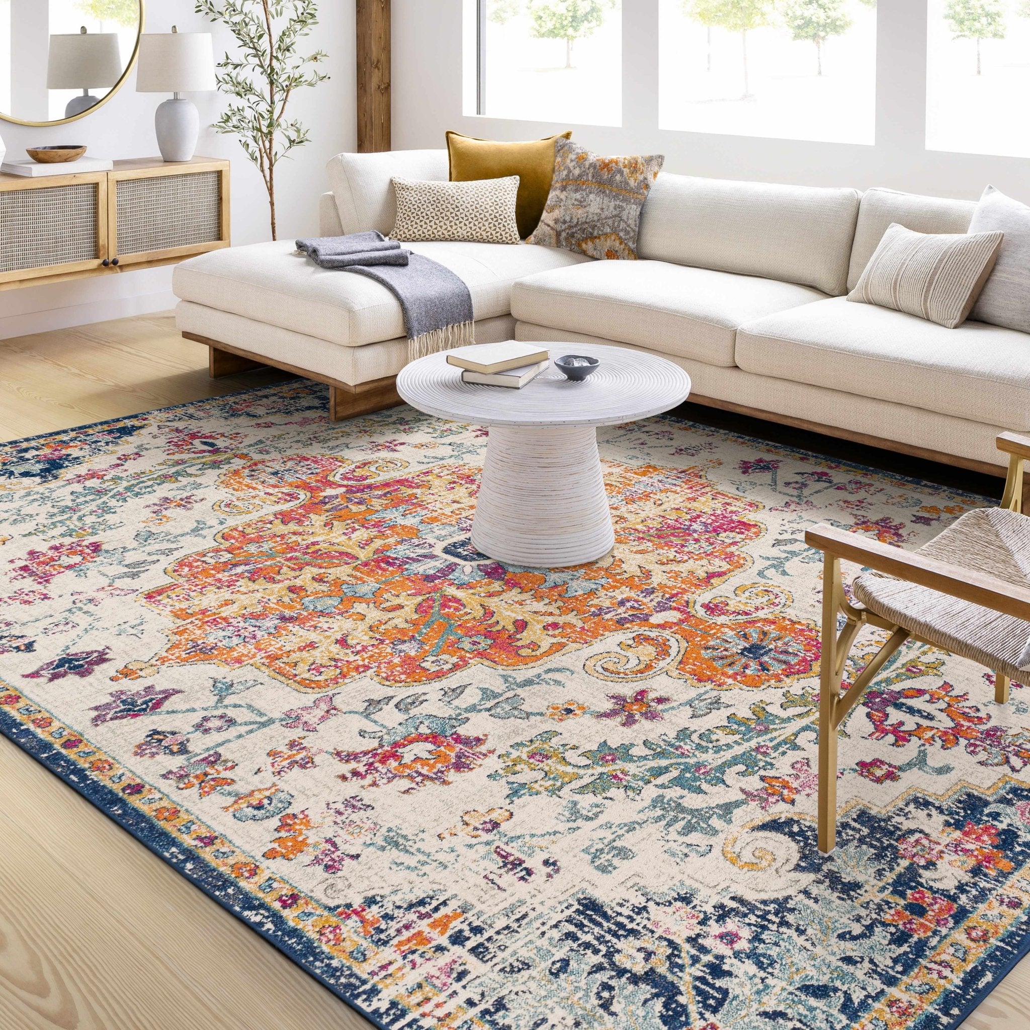 Rust, Ivory and Teal Traditional Medallion Heriz Multi size Turkish Design area Rug - Image 39