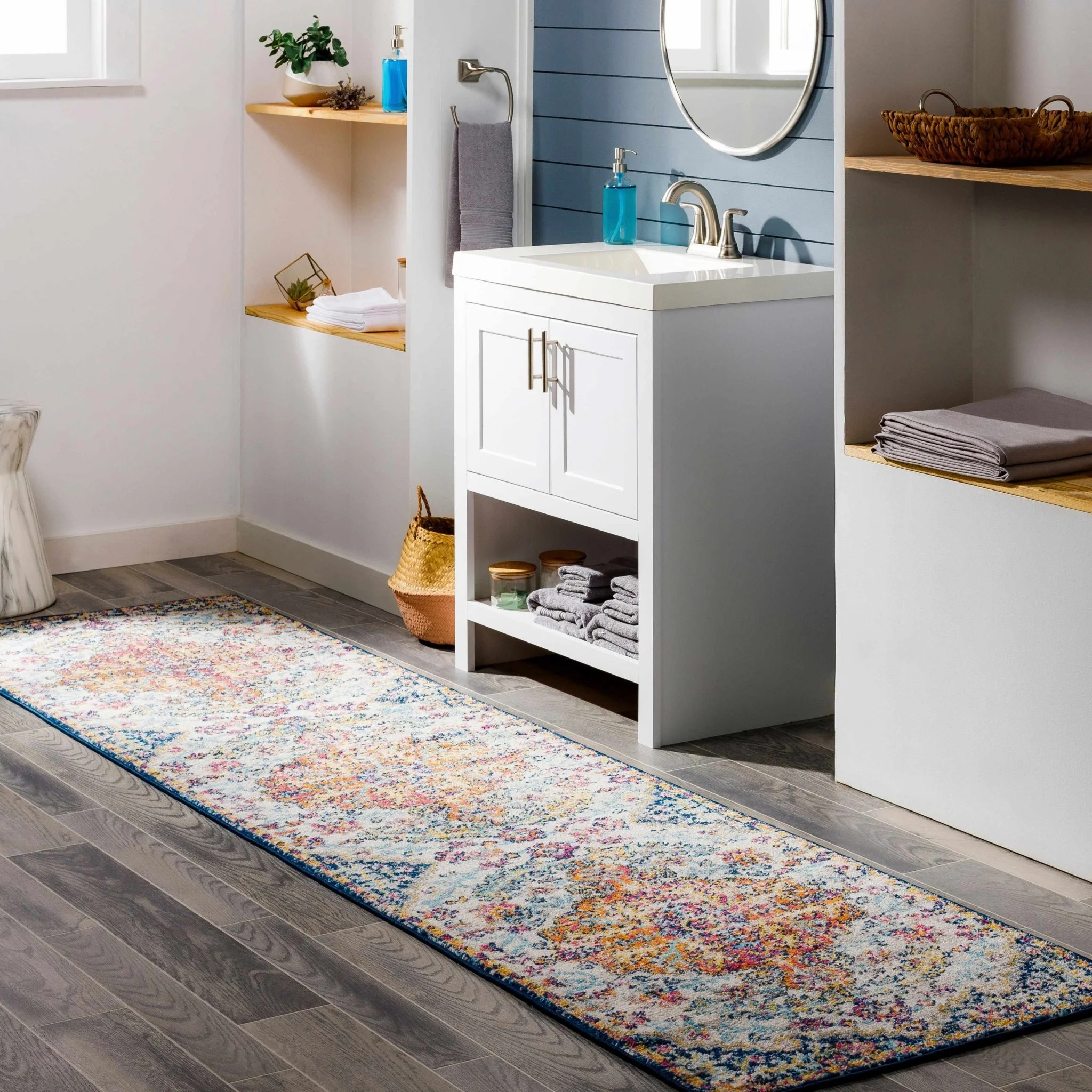 Rust, Ivory and Teal Traditional Medallion Heriz Multi size Turkish Design area Rug - Image 4