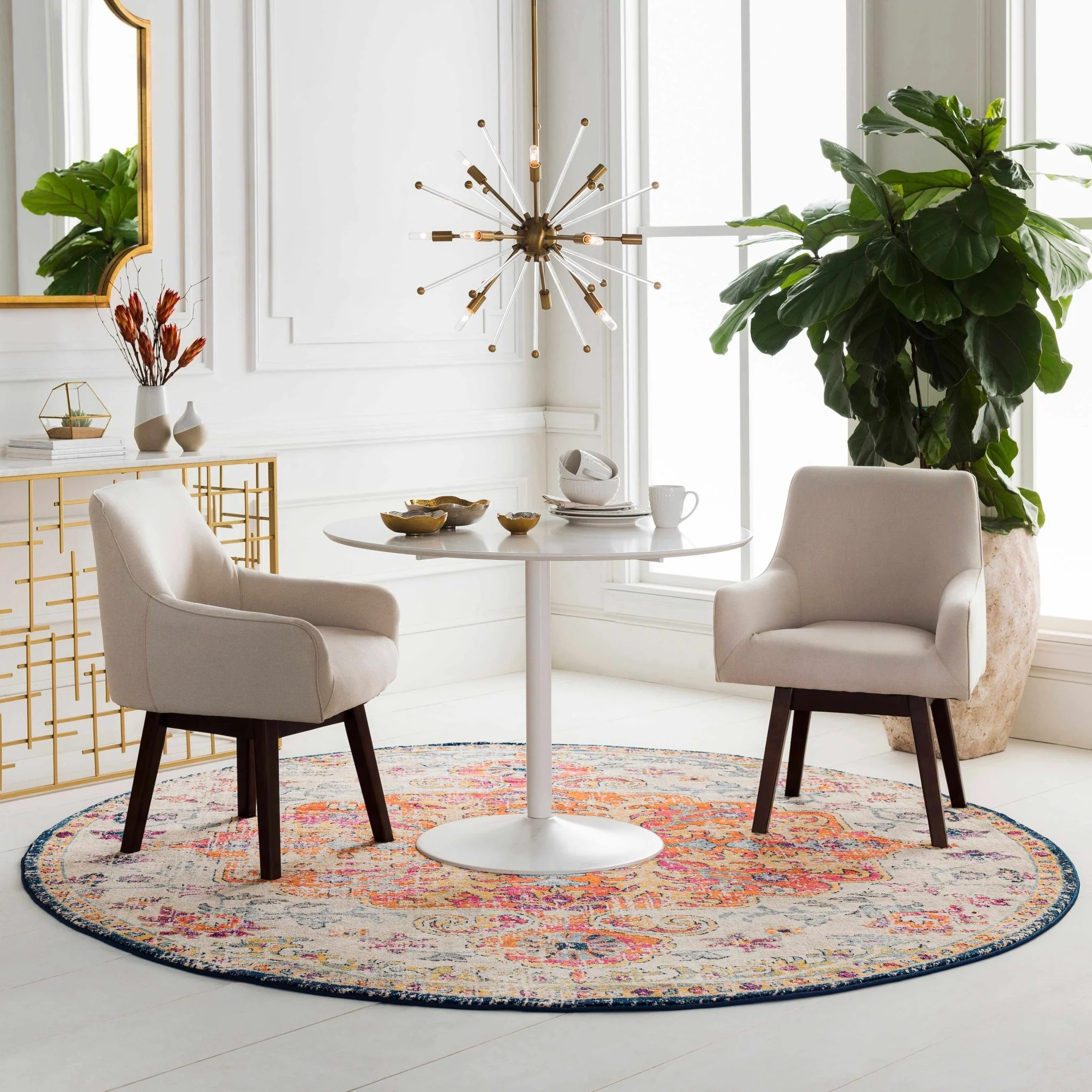 Rust, Ivory and Teal Traditional Medallion Heriz Multi size Turkish Design area Rug - Image 5