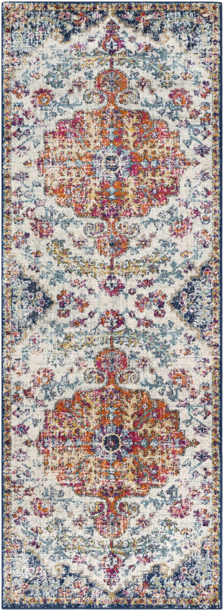 Rust, Ivory and Teal Traditional Medallion Heriz Multi size Turkish Design area Rug - Image 7