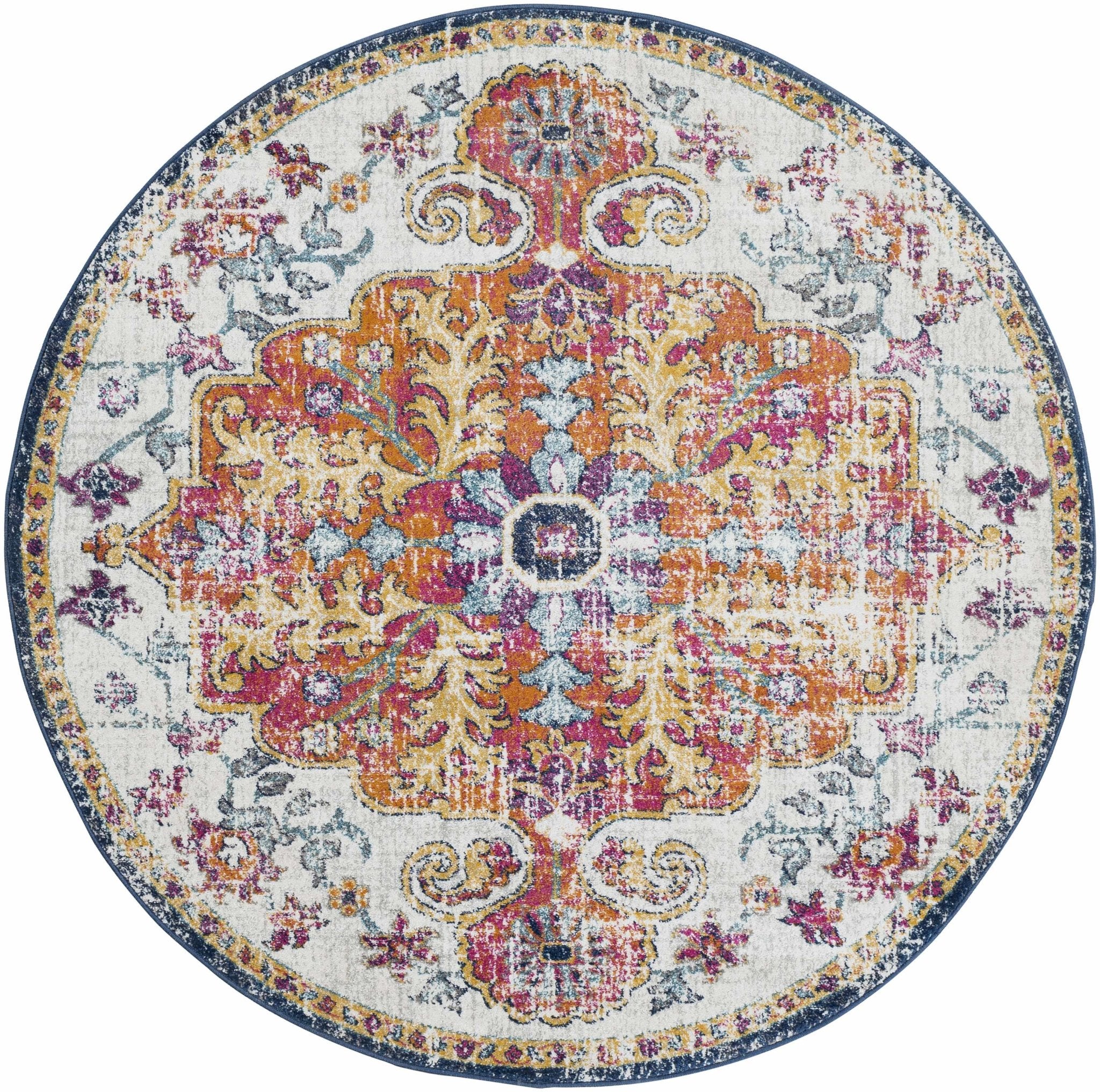Rust, Ivory and Teal Traditional Medallion Heriz Multi size Turkish Design area Rug - Image 8