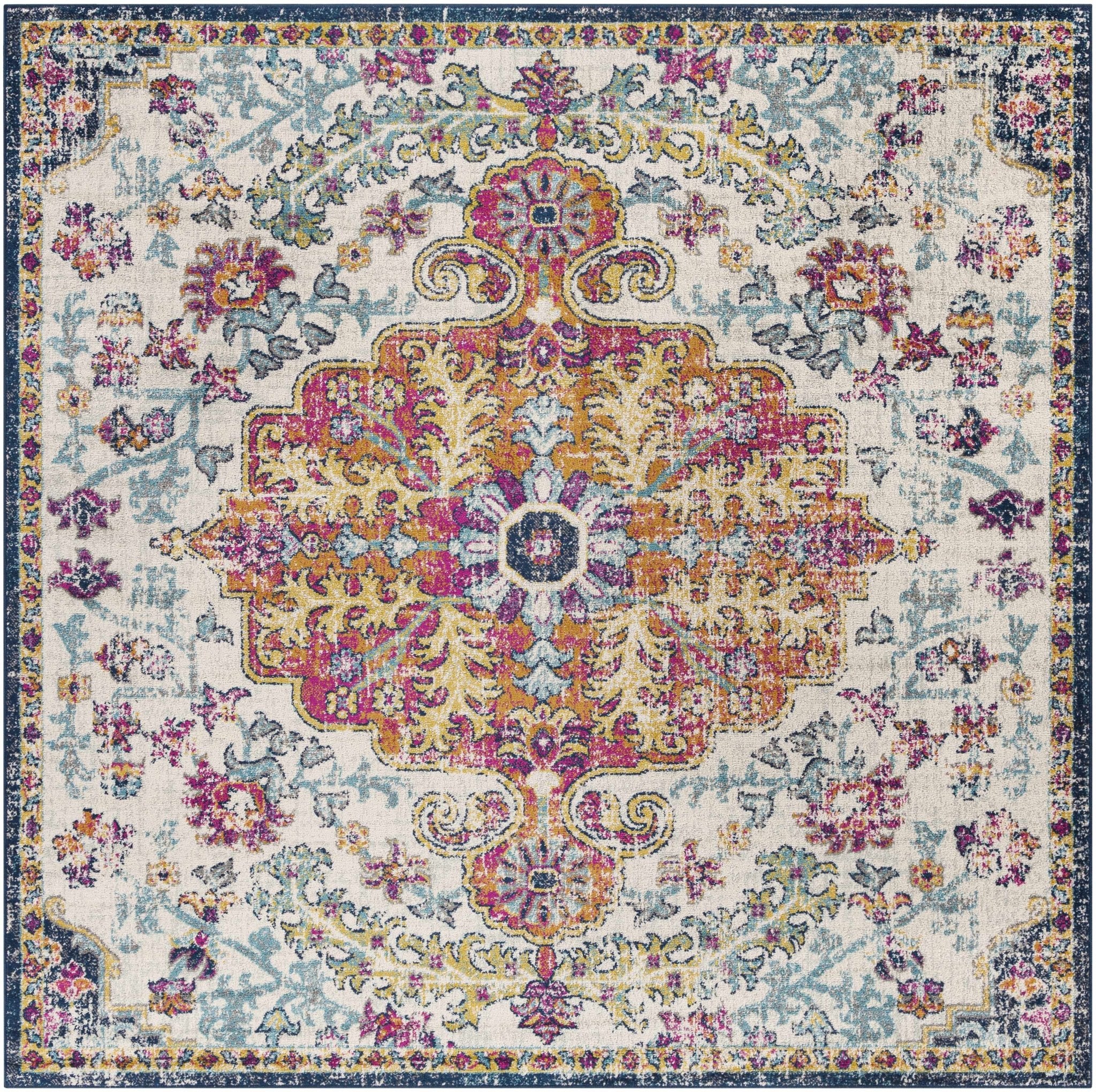 Rust, Ivory and Teal Traditional Medallion Heriz Multi size Turkish Design area Rug - Image 9