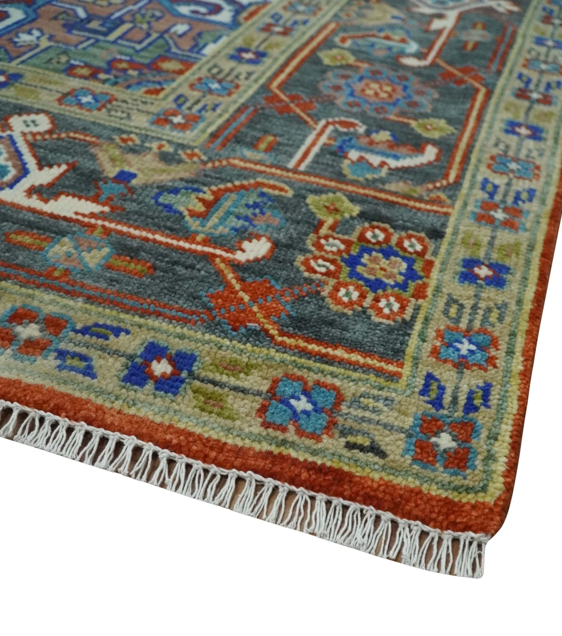 Traditional Rust, Ivory, Beige and Charcoal 9x12 Hand knotted Wool Area Rug, Living Room and Bedroom Rug - Image 5